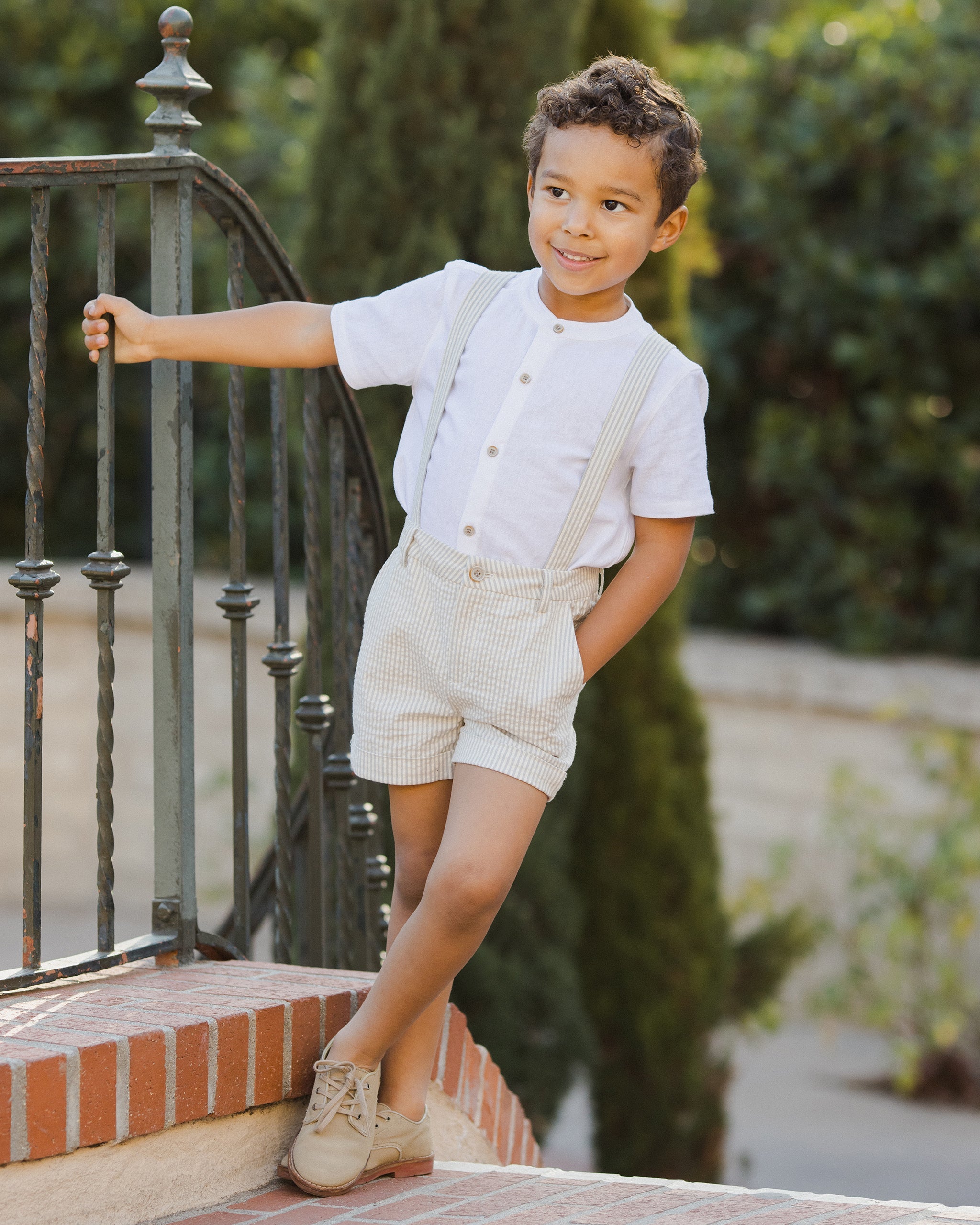 サスペンダーショート セージストライプ