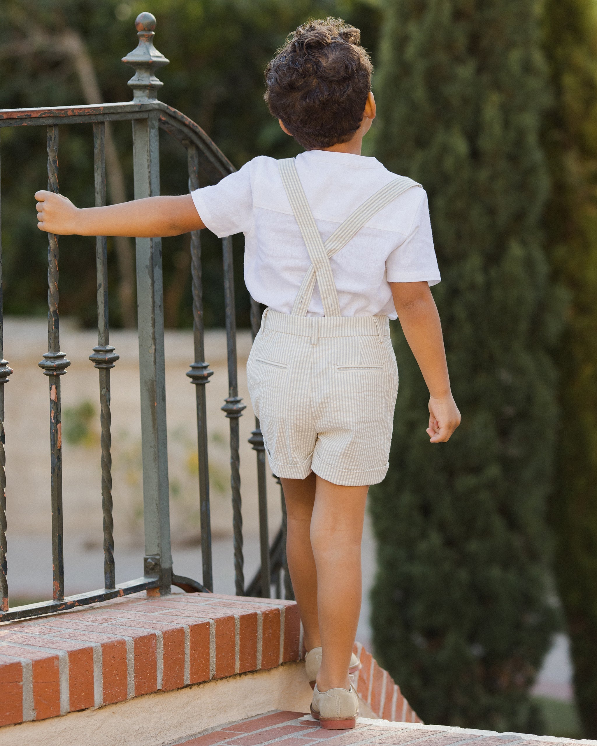 サスペンダーショート セージストライプ