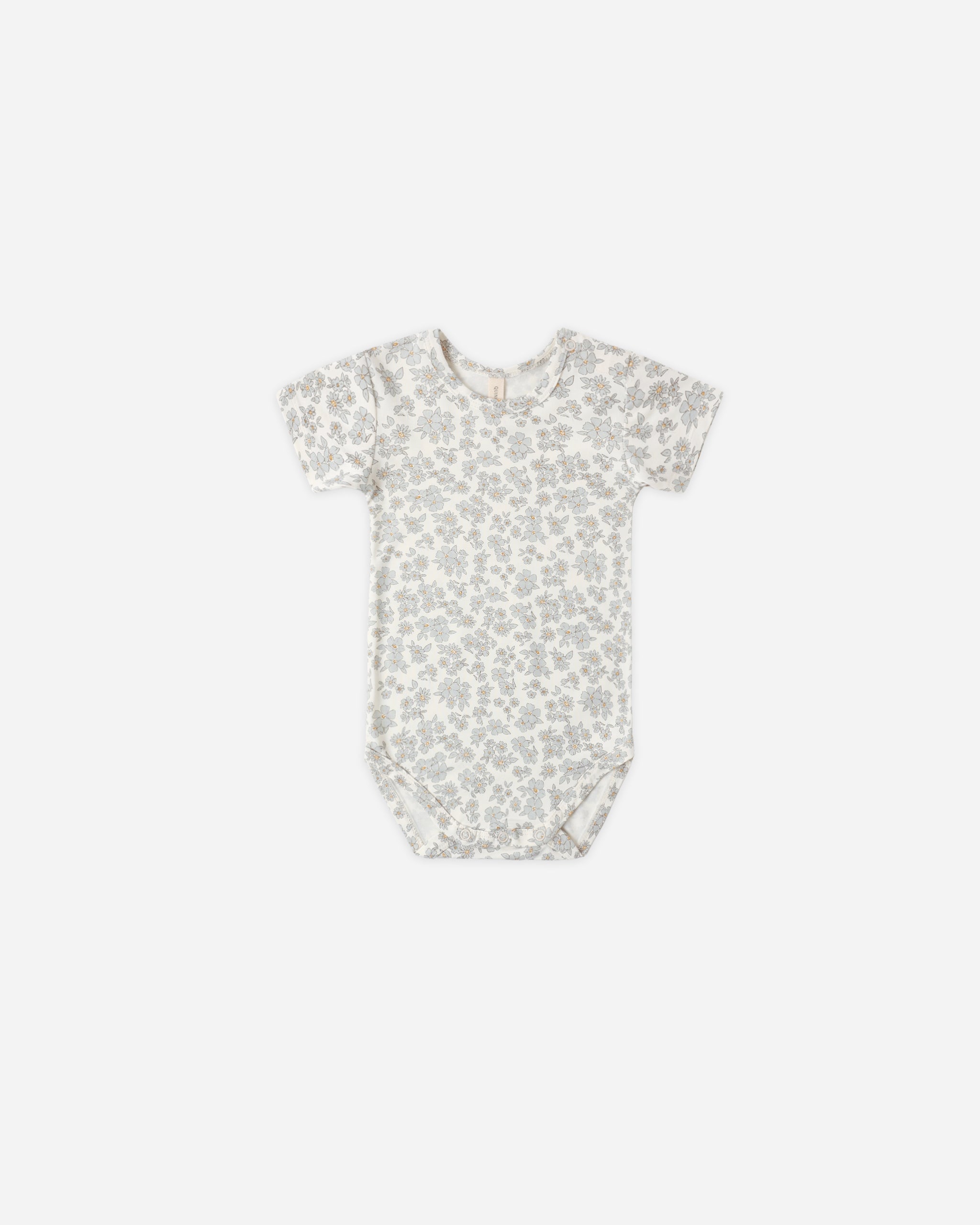 Bamboo Short Sleeve Bodysuit Blue Floral – Quincy Mae