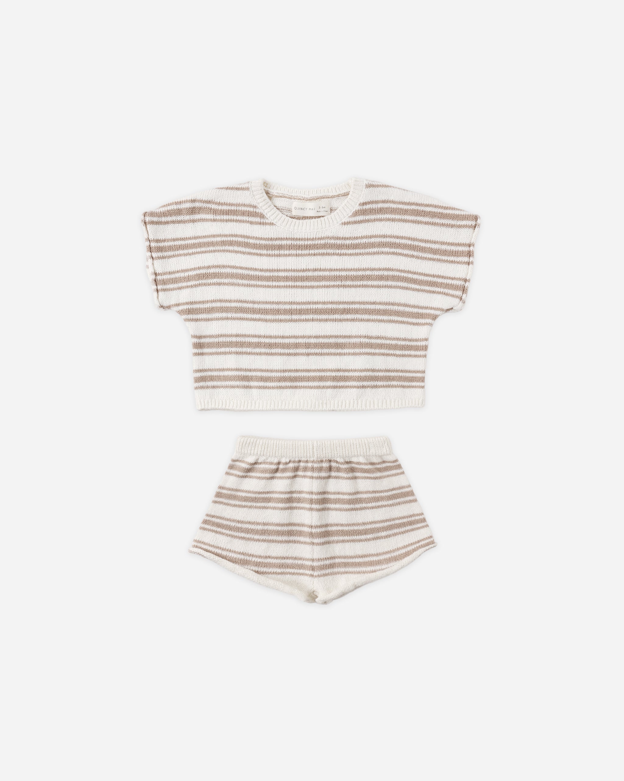 Relaxed Summer Knit Set Oat Stripe – Quincy Mae