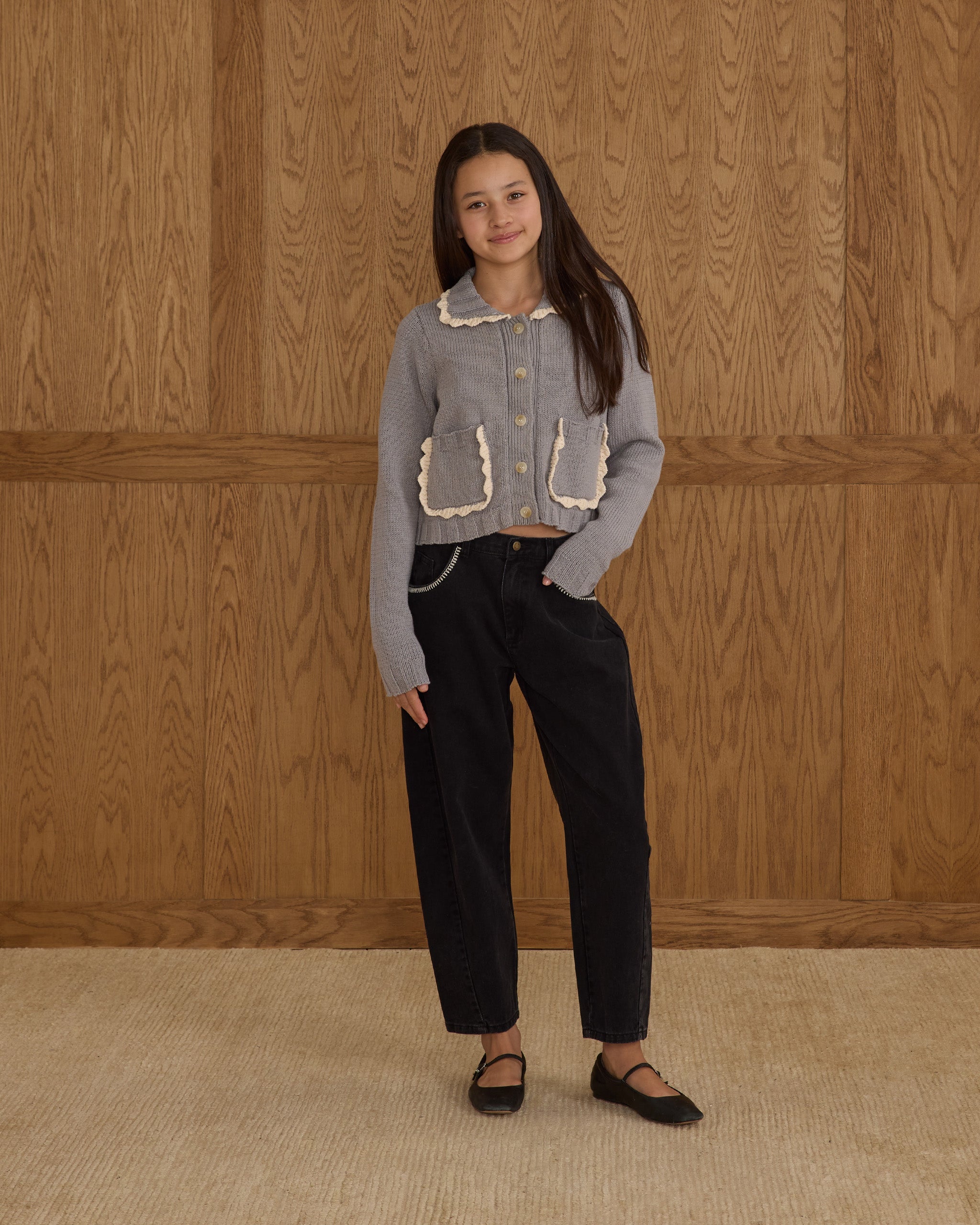 Rylee + Cru ライリーアンドクルー ベビー服 子供服  カラードカーディガン ダスティブルー