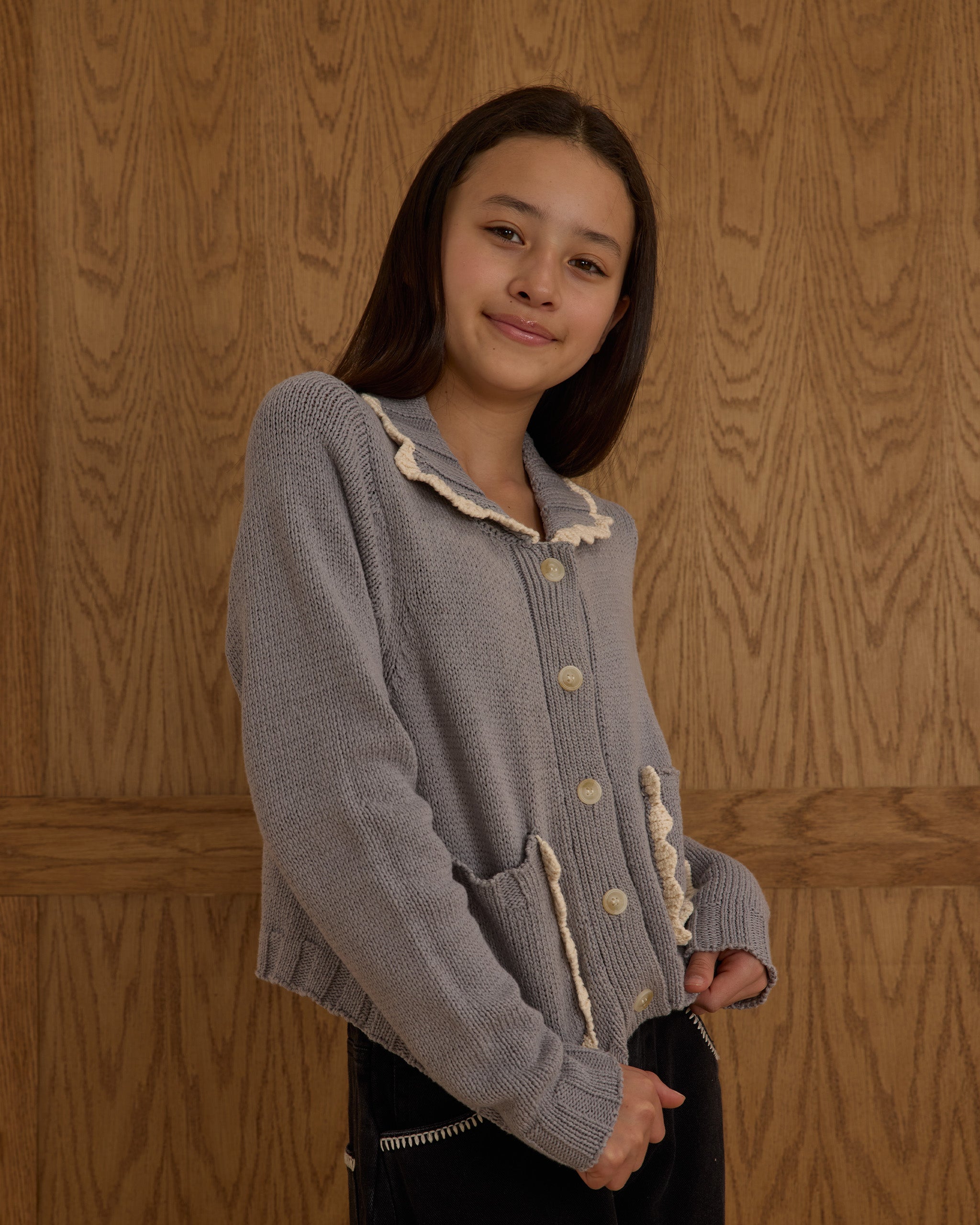 Rylee + Cru ライリーアンドクルー ベビー服 子供服  カラードカーディガン ダスティブルー