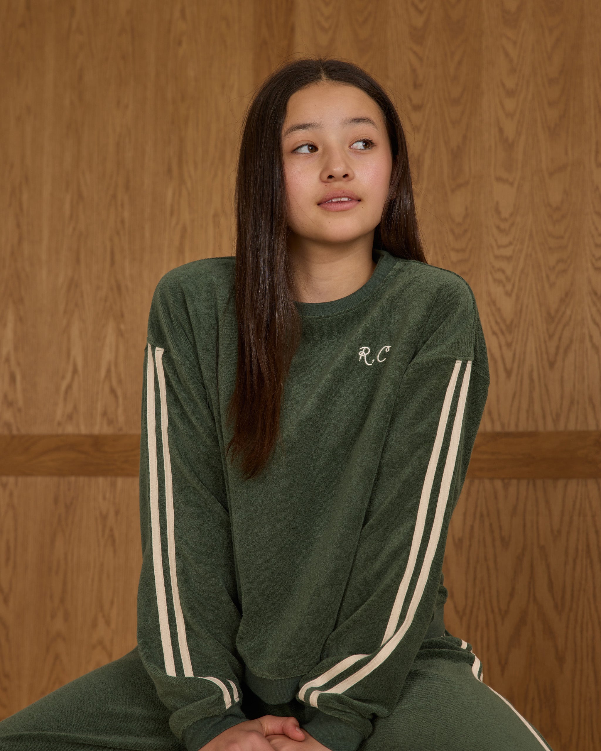 Rylee + Cru ライリーアンドクルー ベビー服 子供服  オーバーサイズ スウェットシャツ グリーン