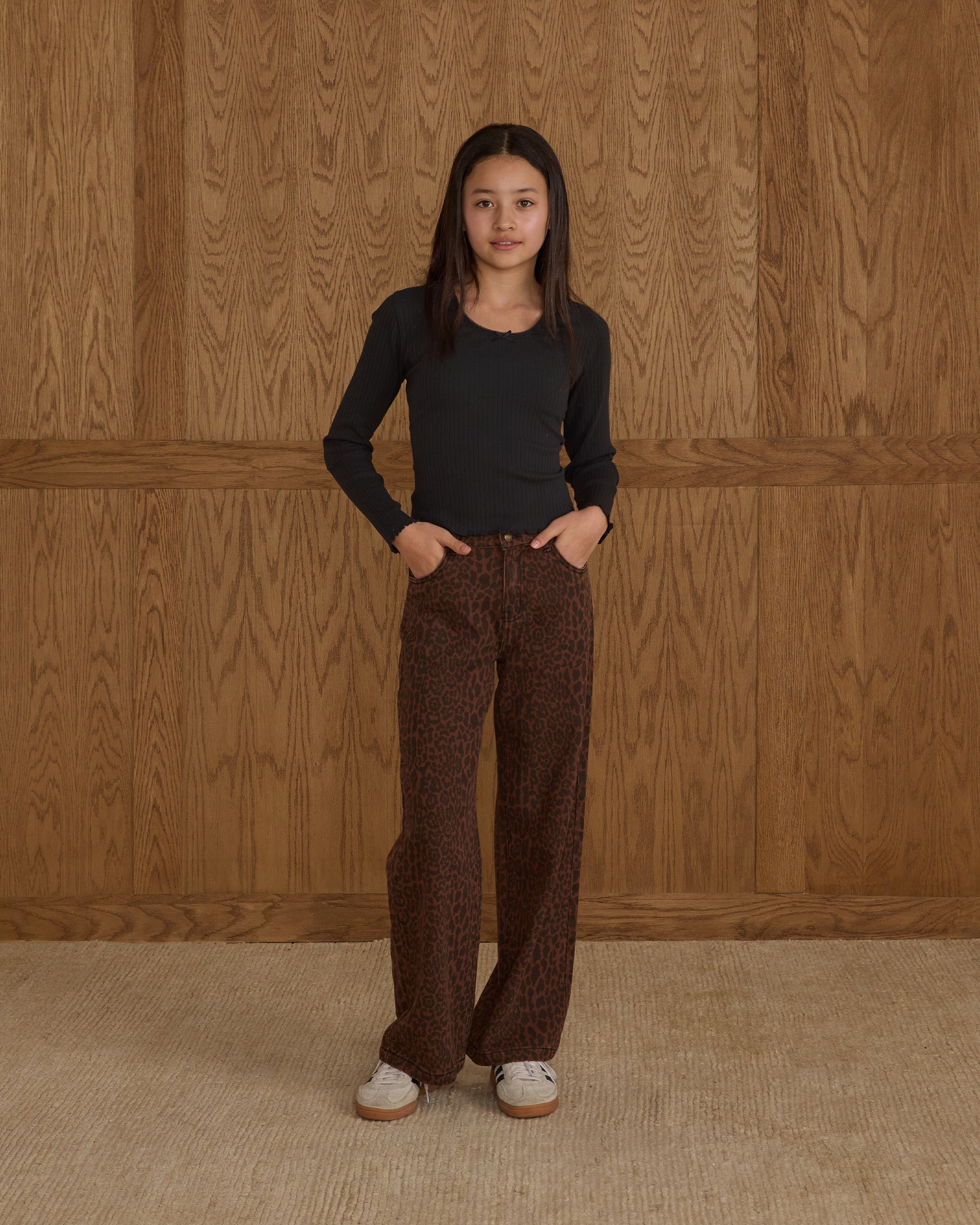 Rylee + Cru ライリーアンドクルー ベビー服 子供服  バギーワイドレッグデニム レオパード