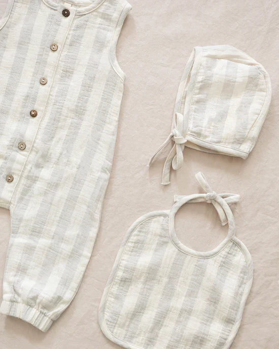 Woven Tie Bib || Sky Stripe