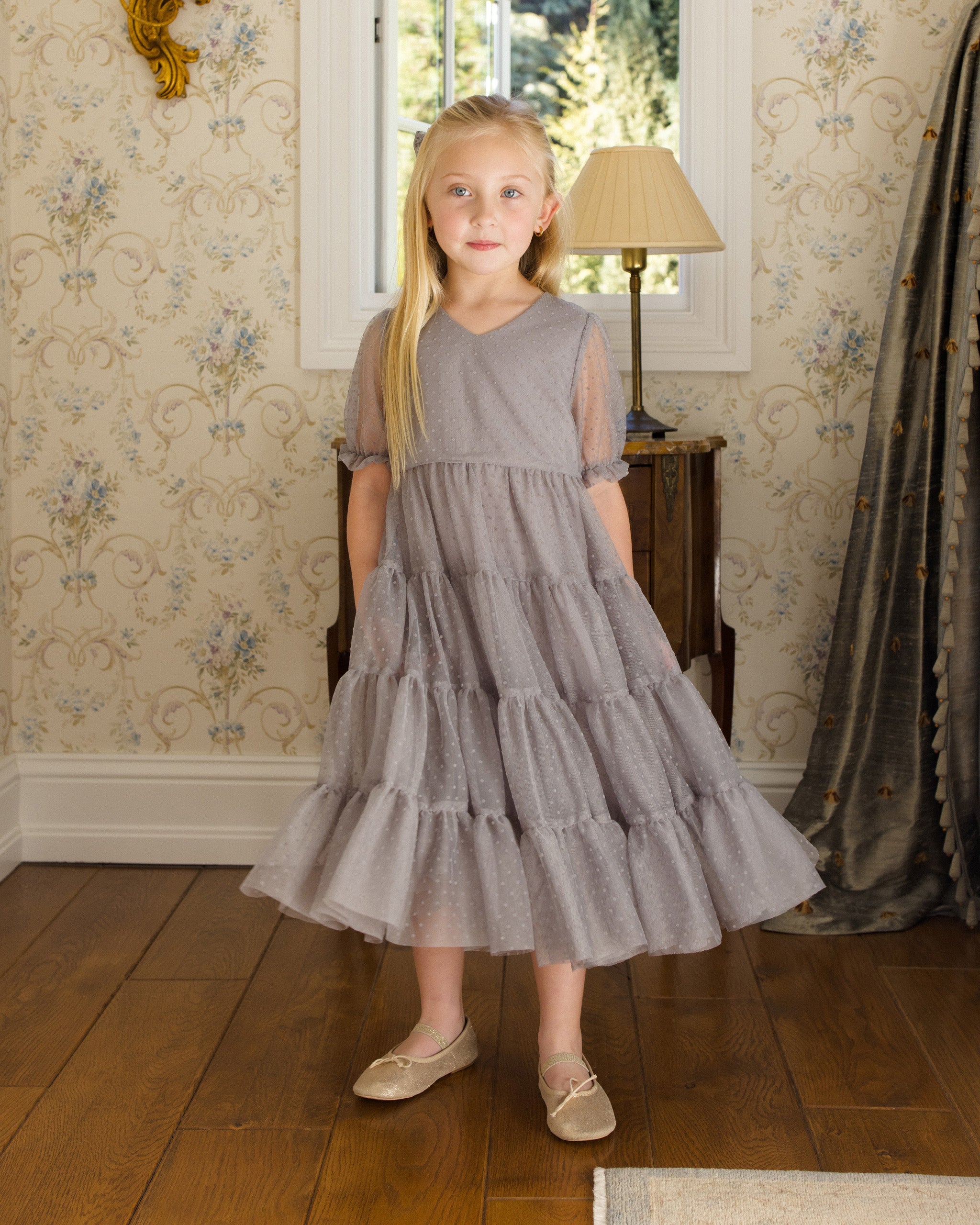 Rylee + Cru ライリーアンドクルー ベビー服 子供服  ドッティドレス　フレンチブルー