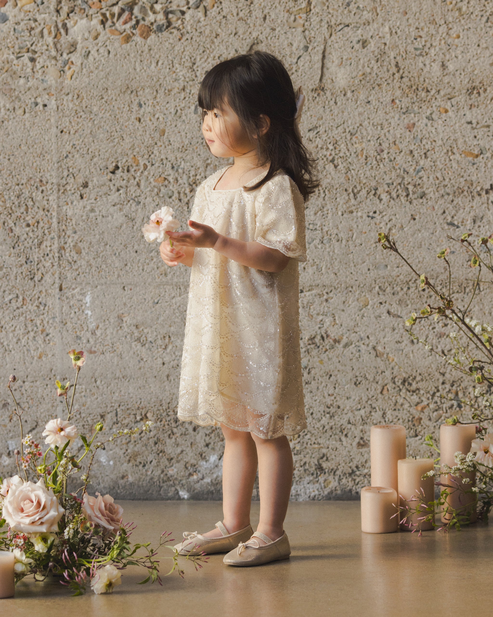 Rylee + Cru ライリーアンドクルー ベビー服 子供服  デイジードレス　シルバーメタリック