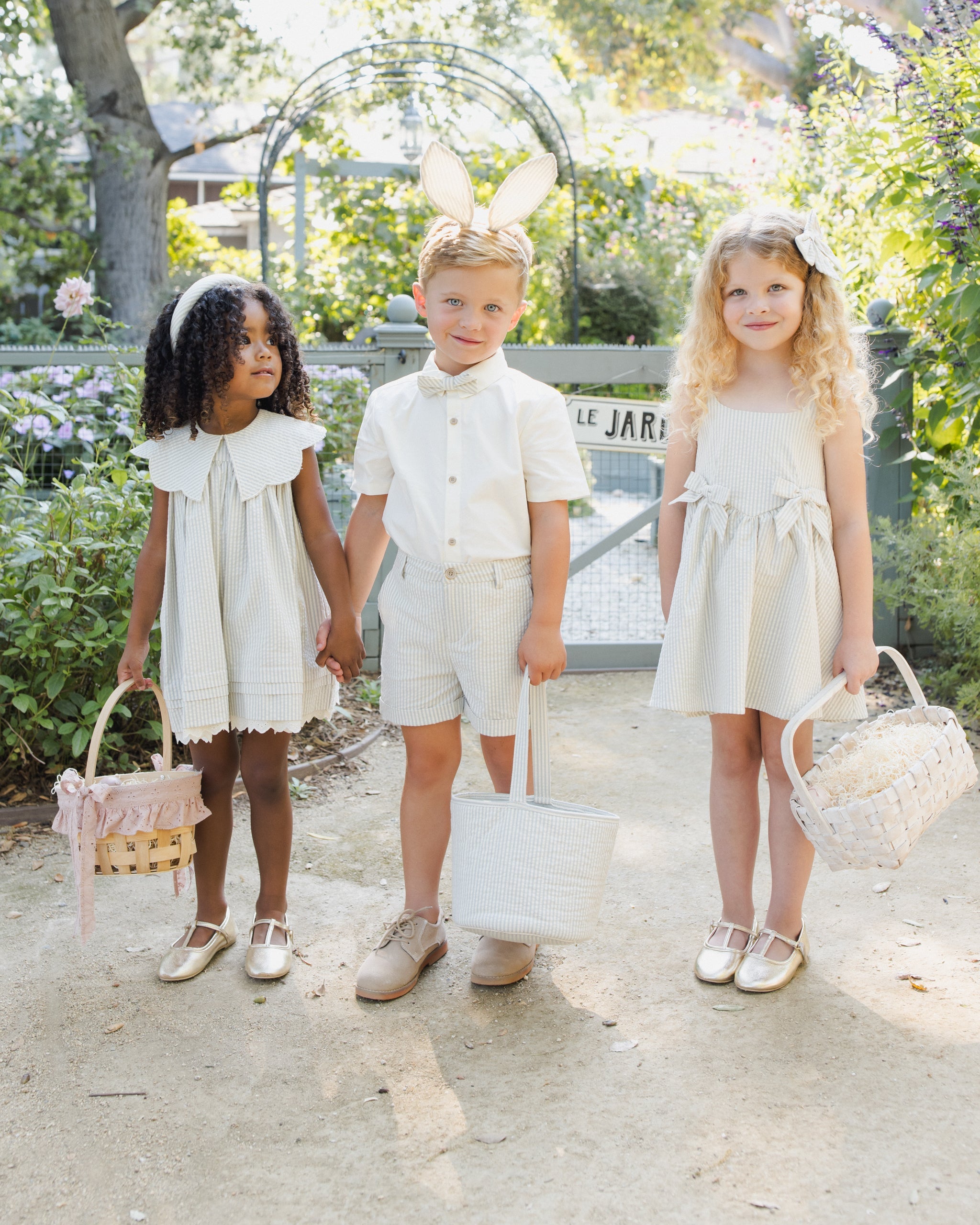 Rylee + Cru ライリーアンドクルー ベビー服 子供服 サスペンダーショートパンツ　スカイストライプ