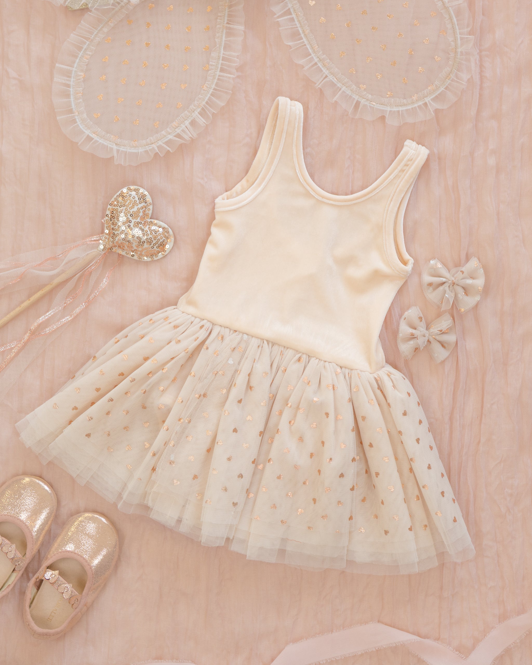 Rylee + Cru ライリーアンドクルー ベビー服 子供服 フラッターチュールクリップ　ローズゴールドハート