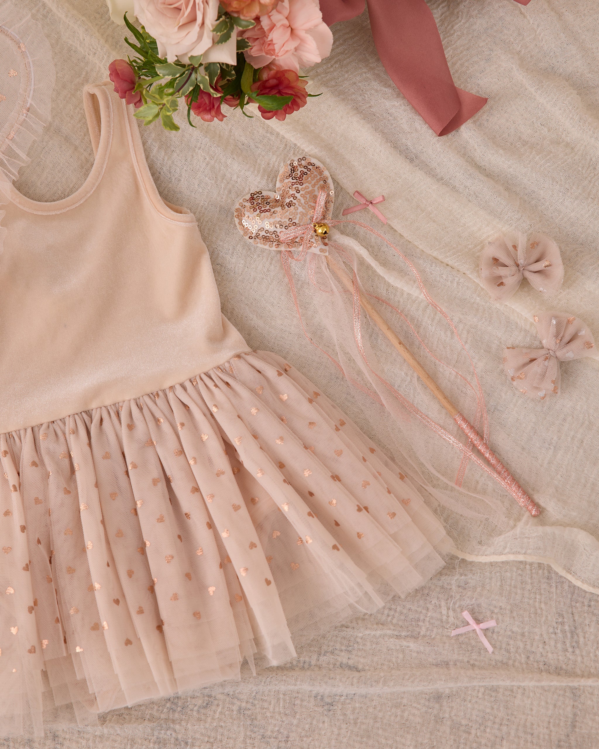 Rylee + Cru ライリーアンドクルー ベビー服 子供服 フラッターチュールクリップ　ローズゴールドハート