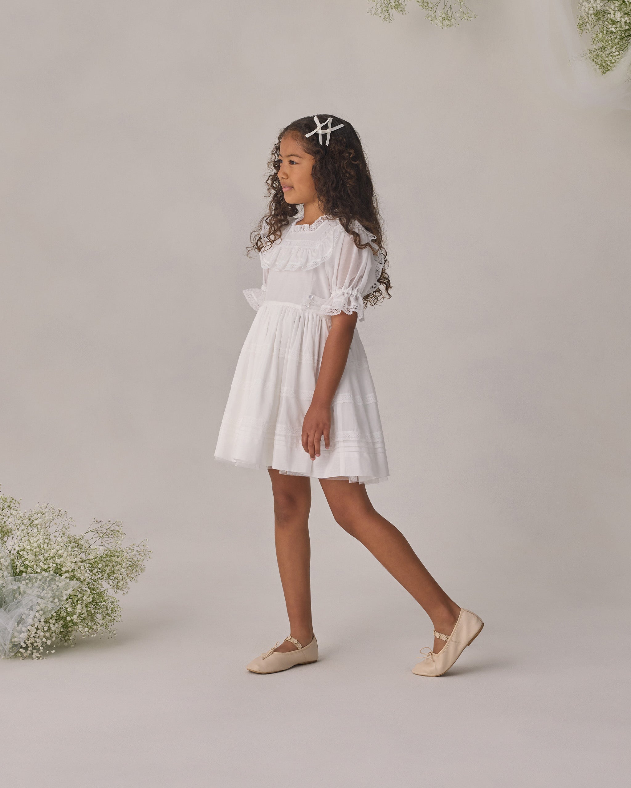 Rylee + Cru ライリーアンドクルー ベビー服 子供服 ミニサテンボウボウ　パール、アイボリー