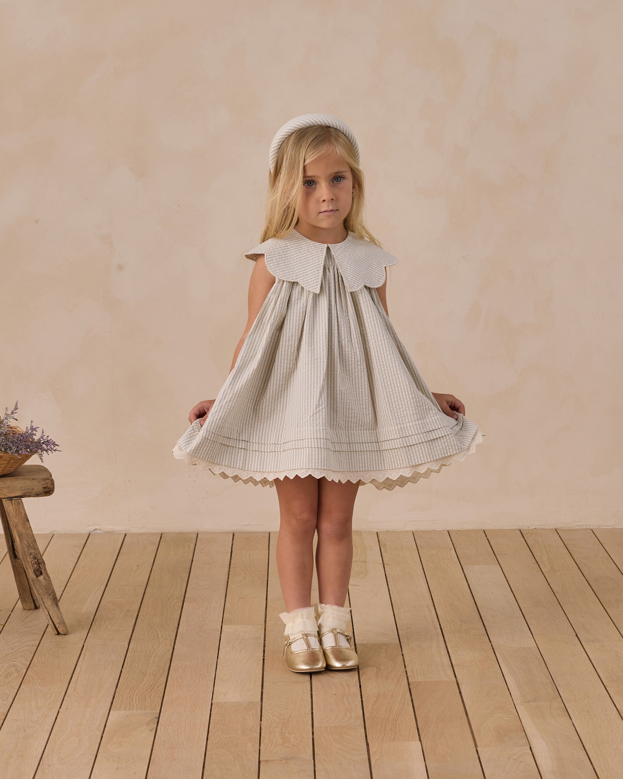 Rylee + Cru ライリーアンドクルー ベビー服 子供服 フローレンスドレス　スカイストライプ