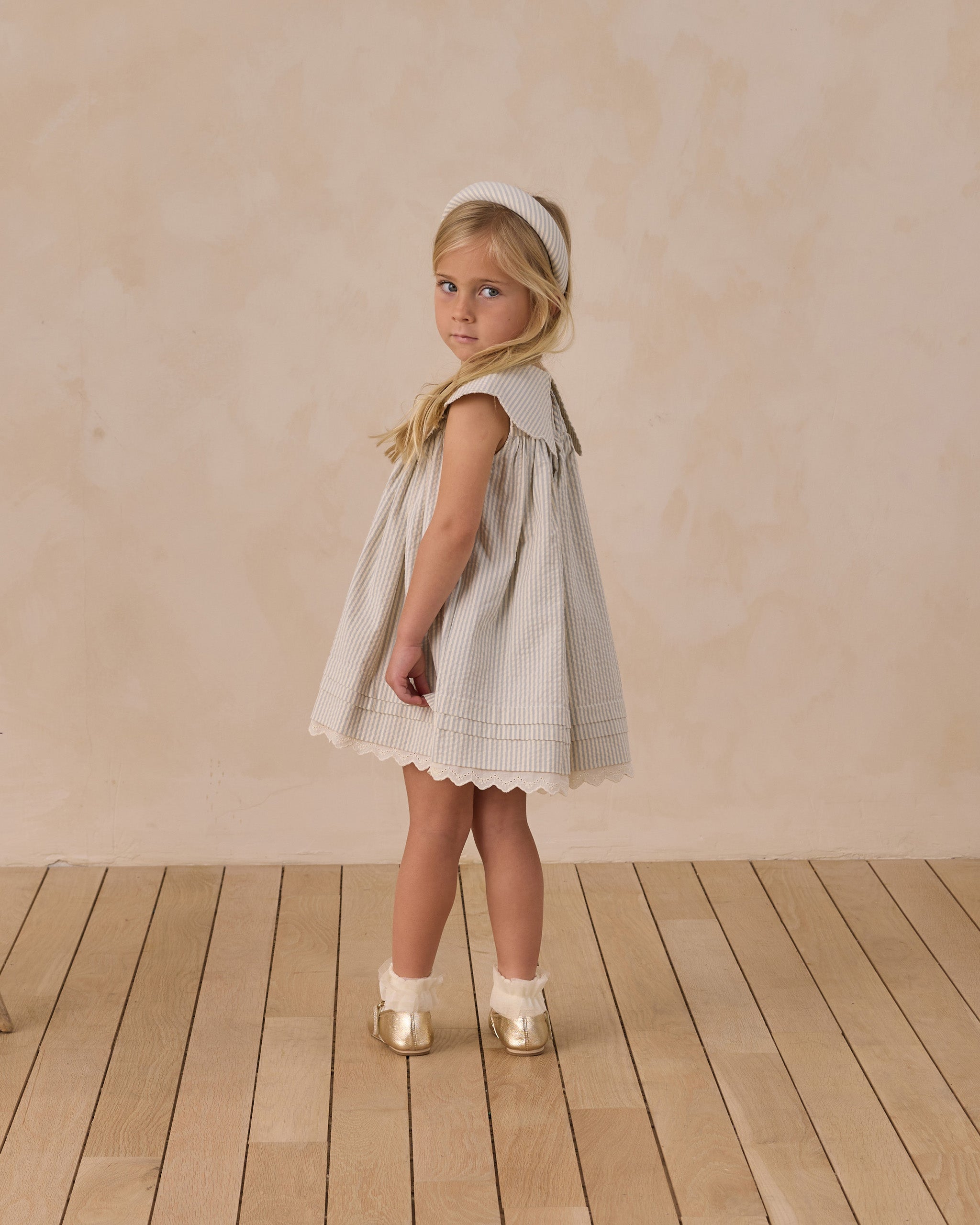 Rylee + Cru ライリーアンドクルー ベビー服 子供服 フローレンスドレス　スカイストライプ