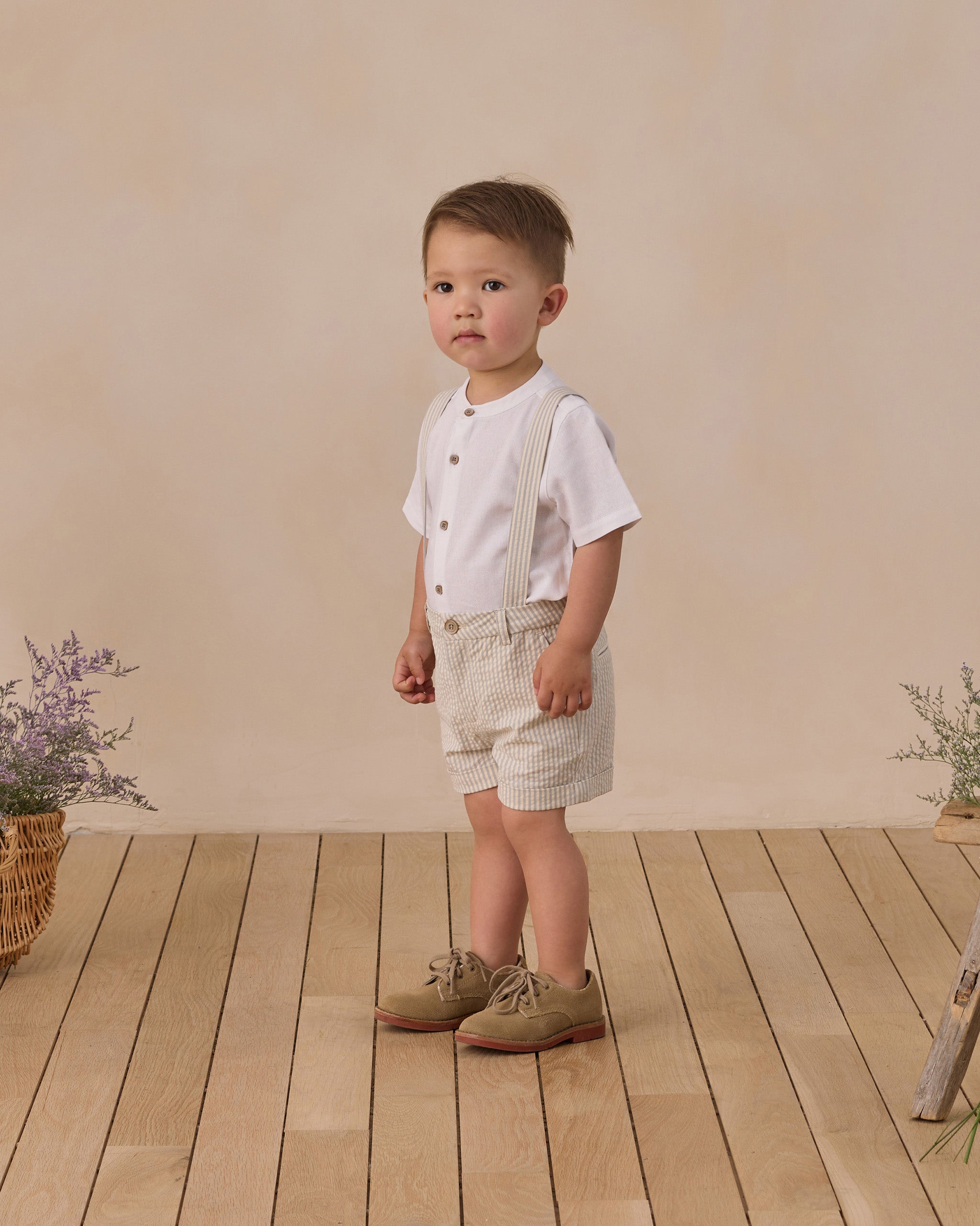 Rylee + Cru ライリーアンドクルー ベビー服 子供服 サスペンダーショートパンツ　スカイストライプ