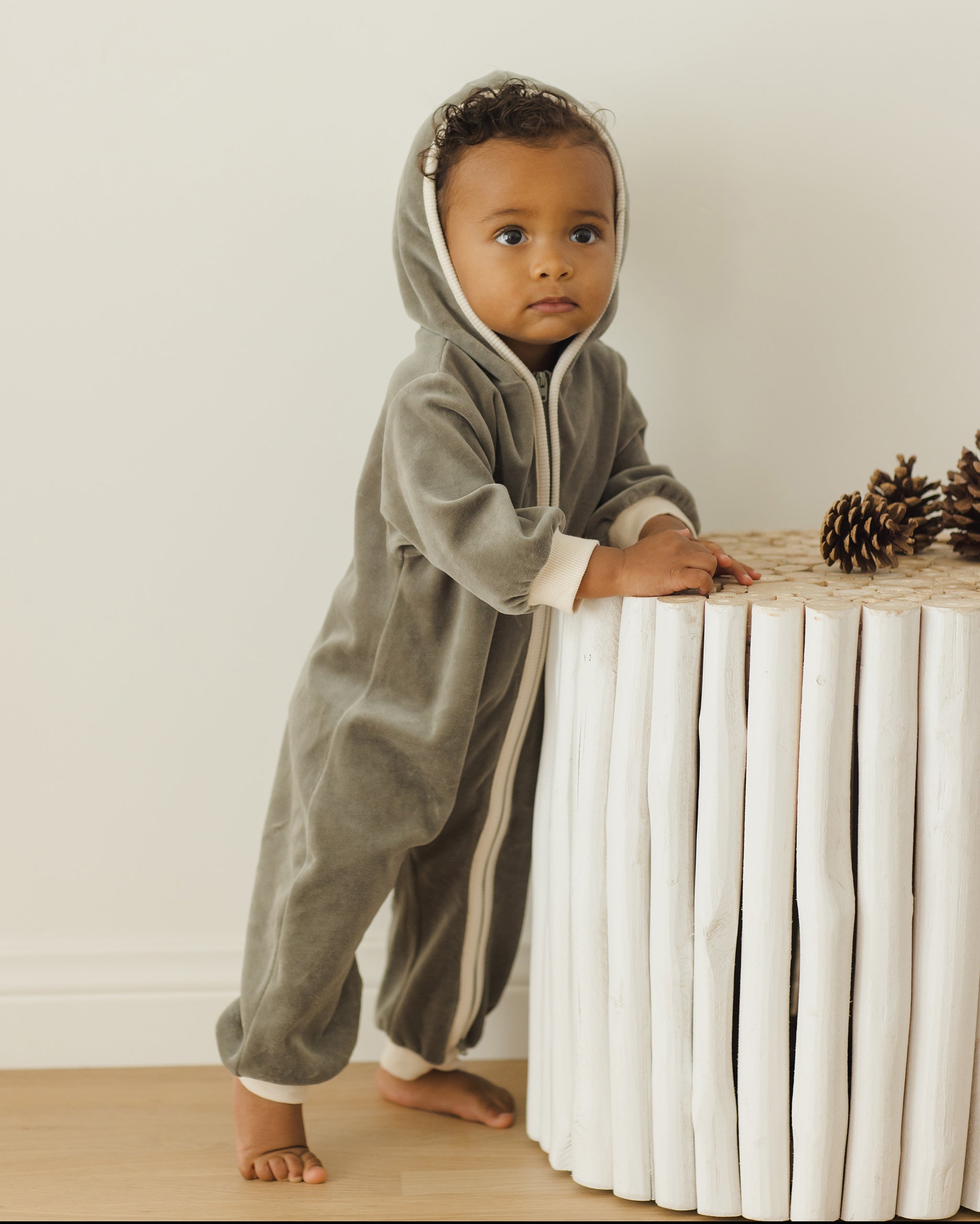 Rylee + Cru ライリーアンドクルー ベビー服 子供服  ベロアジップジャンプスーツ　フォレスト