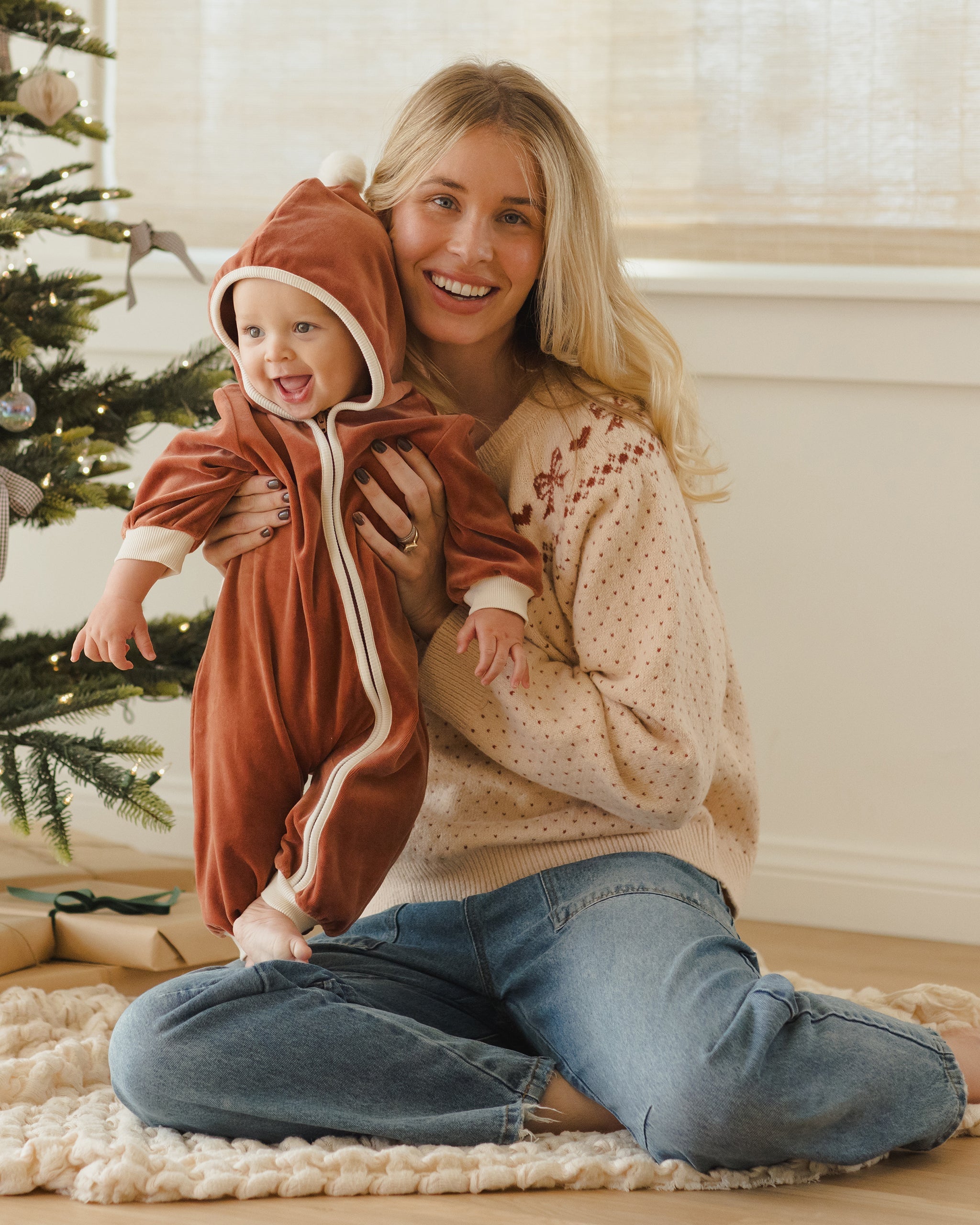 Rylee + Cru ライリーアンドクルー ベビー服 子供服  ベロアジップジャンプスーツ　クランベリー