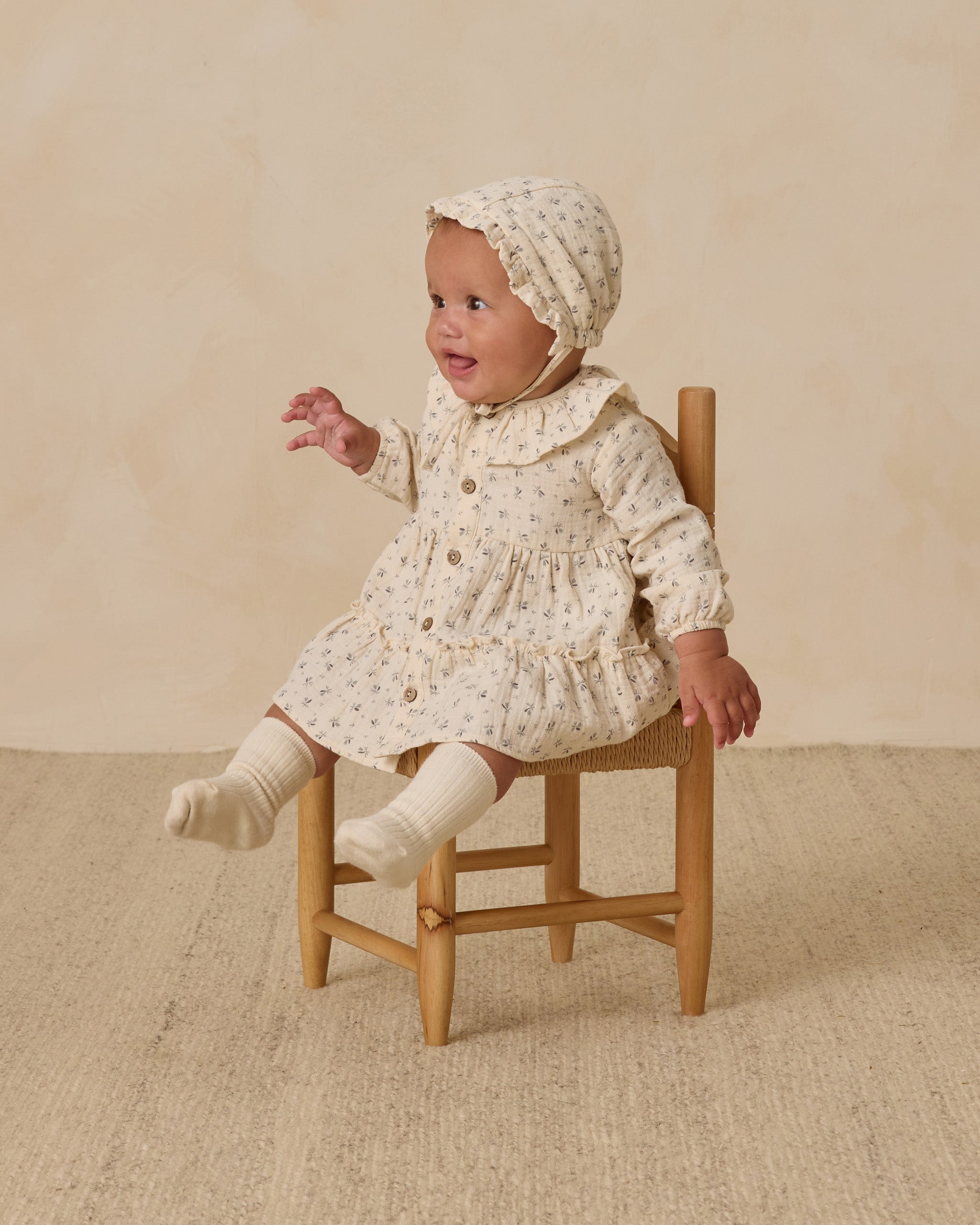 Rylee + Cru ライリーアンドクルー ベビー服 子供服  ラッフルカラーボタンドレス　ブルーベル