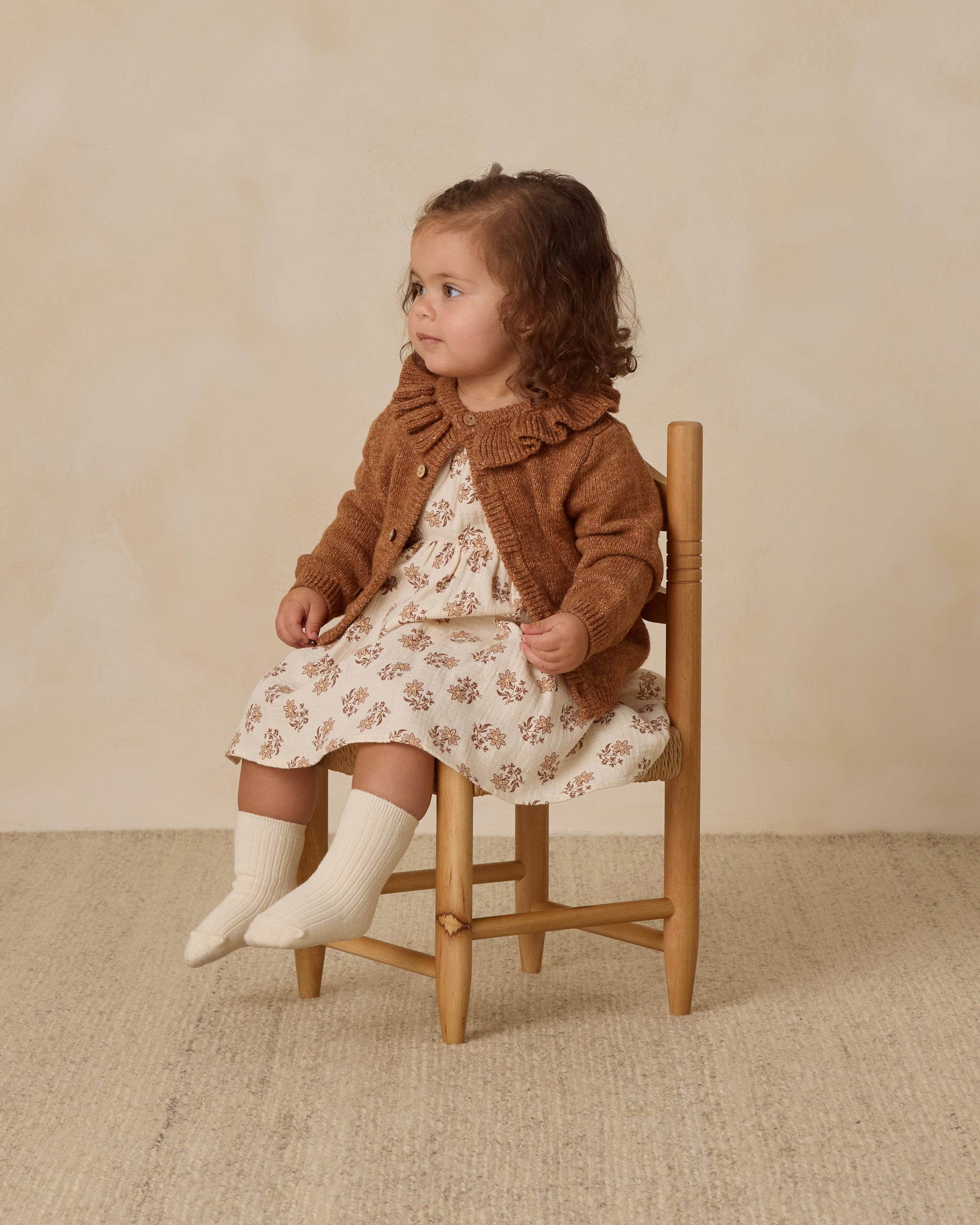 Rylee + Cru ライリーアンドクルー ベビー服 子供服  ラッフルカラーカーディガン　ヘザードシダー