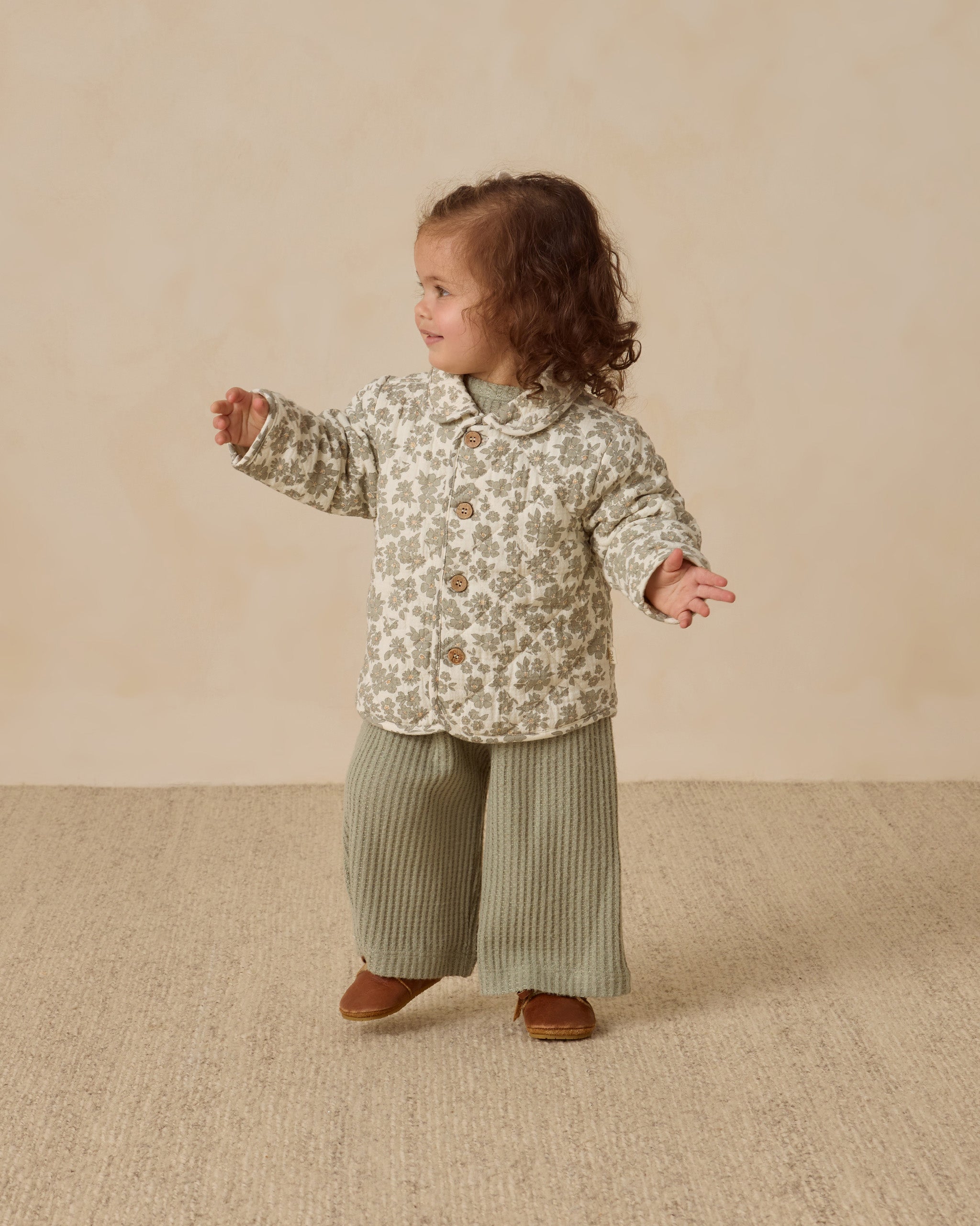 Rylee + Cru ライリーアンドクルー ベビー服 子供服  キルティングジャケット　グリーンフローラル