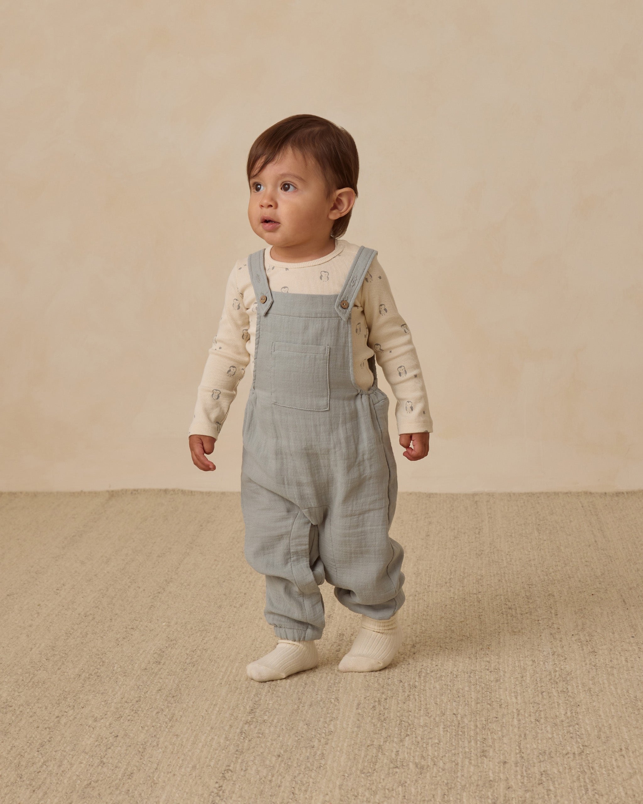 Rylee + Cru ライリーアンドクルー ベビー服 子供服  リブボディスーツ　2P　スチールブルー マイクロストライプ　オウル