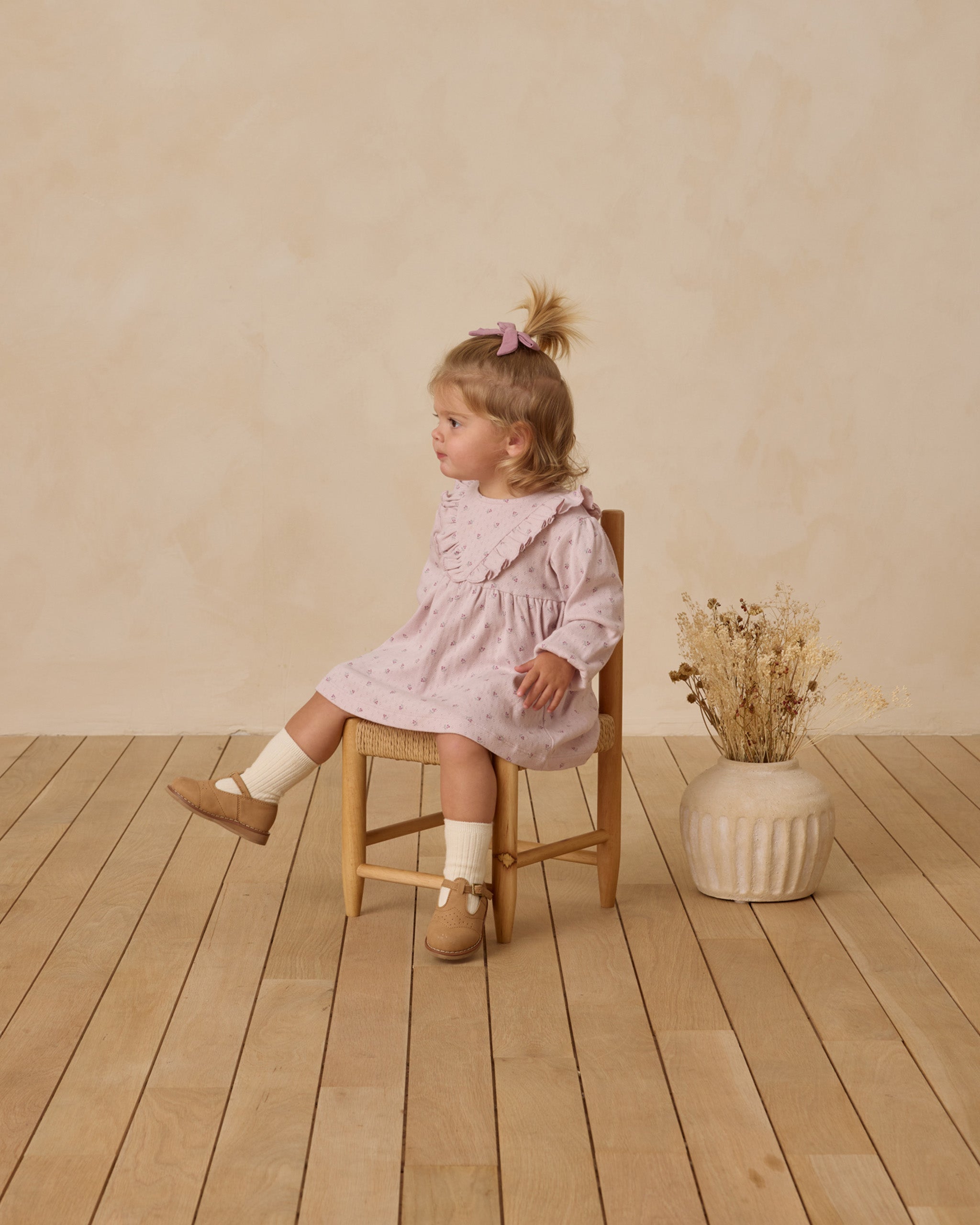 Rylee + Cru ライリーアンドクルー ベビー服 子供服  ロングスリーブ フリル V ドレス　ライラック ディッツィ