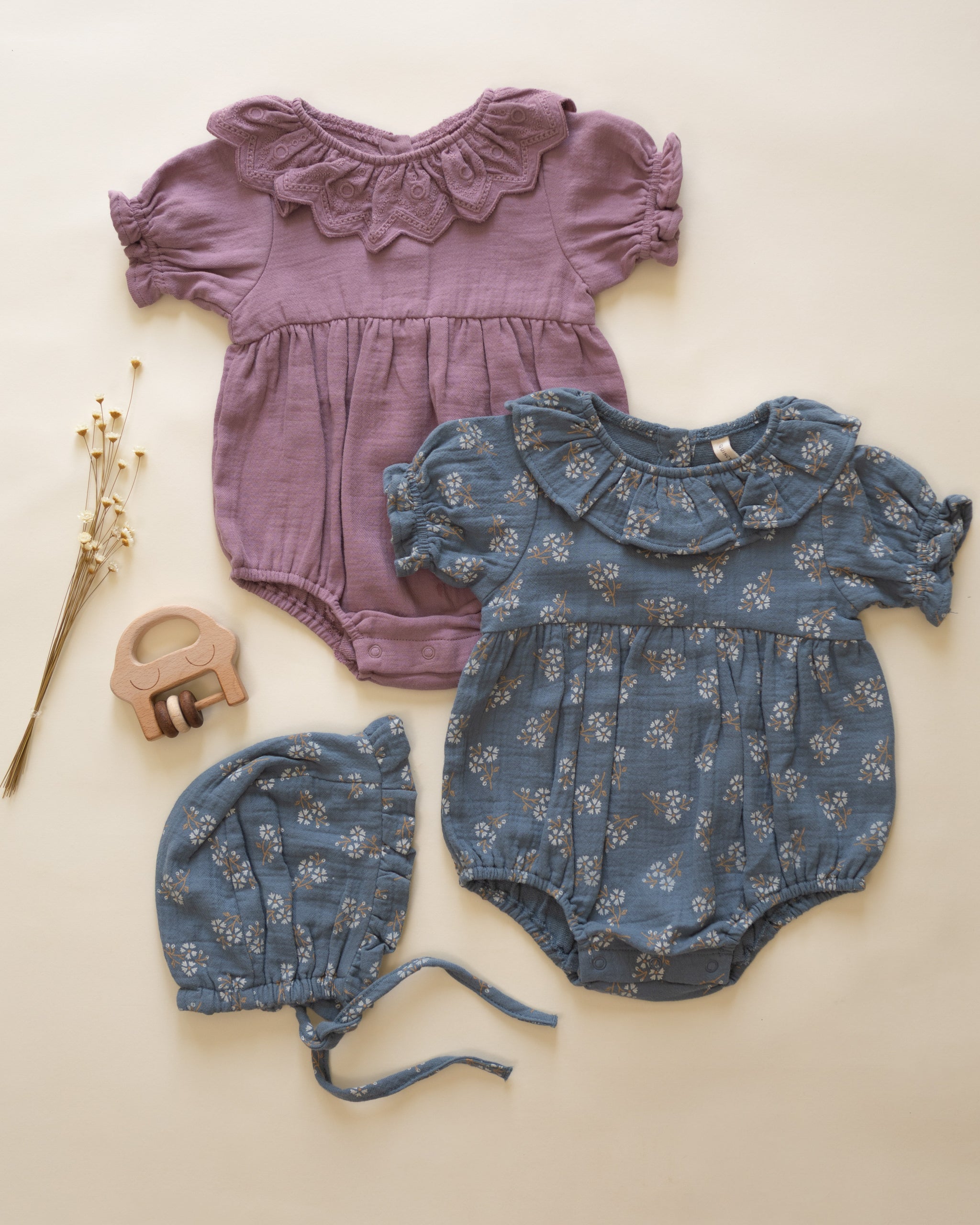 Rylee + Cru ライリーアンドクルー ベビー服 子供服  ウーブンフリルボンネット　ブルーディッツィ