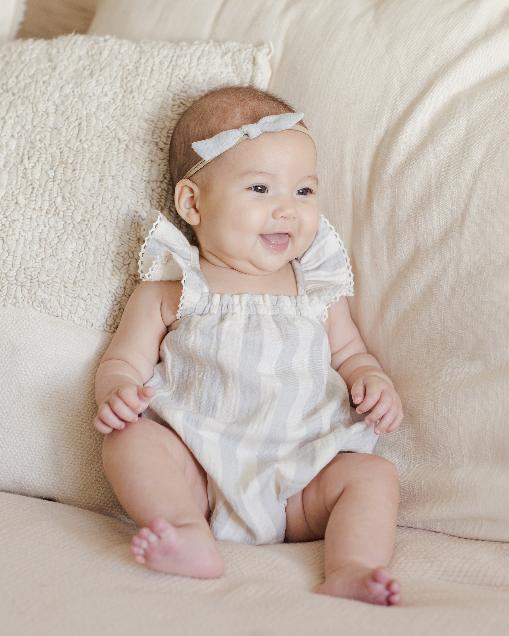 Bonnie Romper || Sky Stripe – Quincy Mae