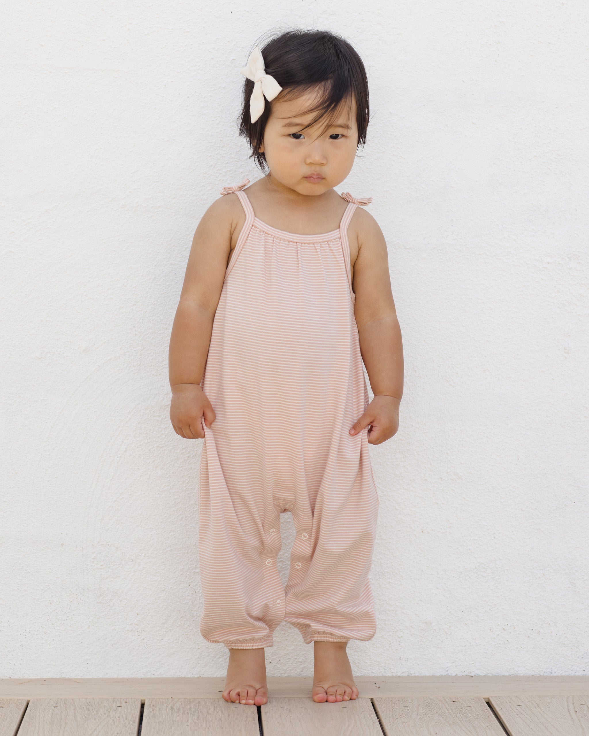 Rylee + Cru ライリーアンドクルー ベビー服 子供服 スモックジャンプスーツ　メロンマイクロストライプ
