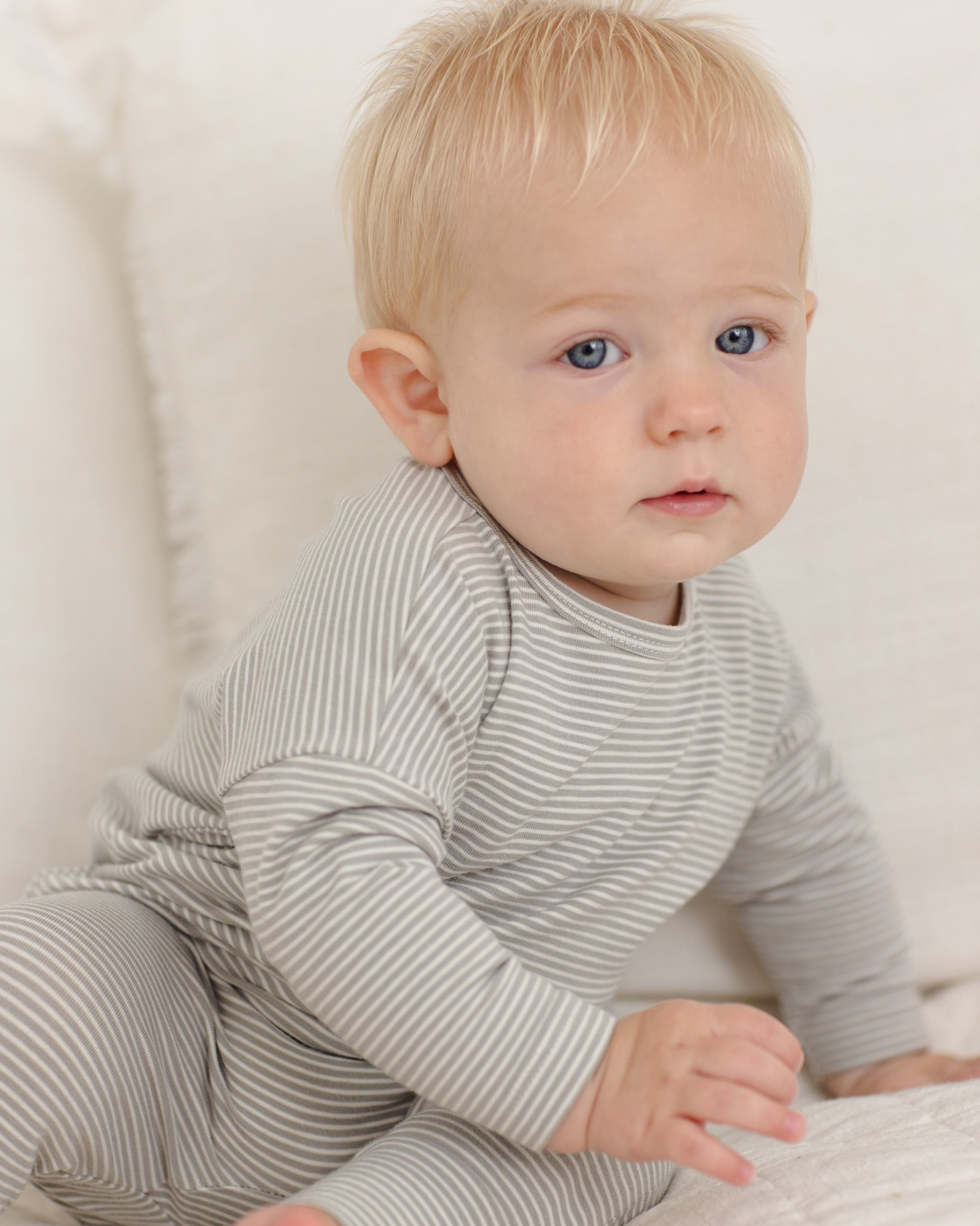 Rylee + Cru ライリーアンドクルー ベビー服 子供服 ロングスリーブTシャツ　セージマイクロストライプ