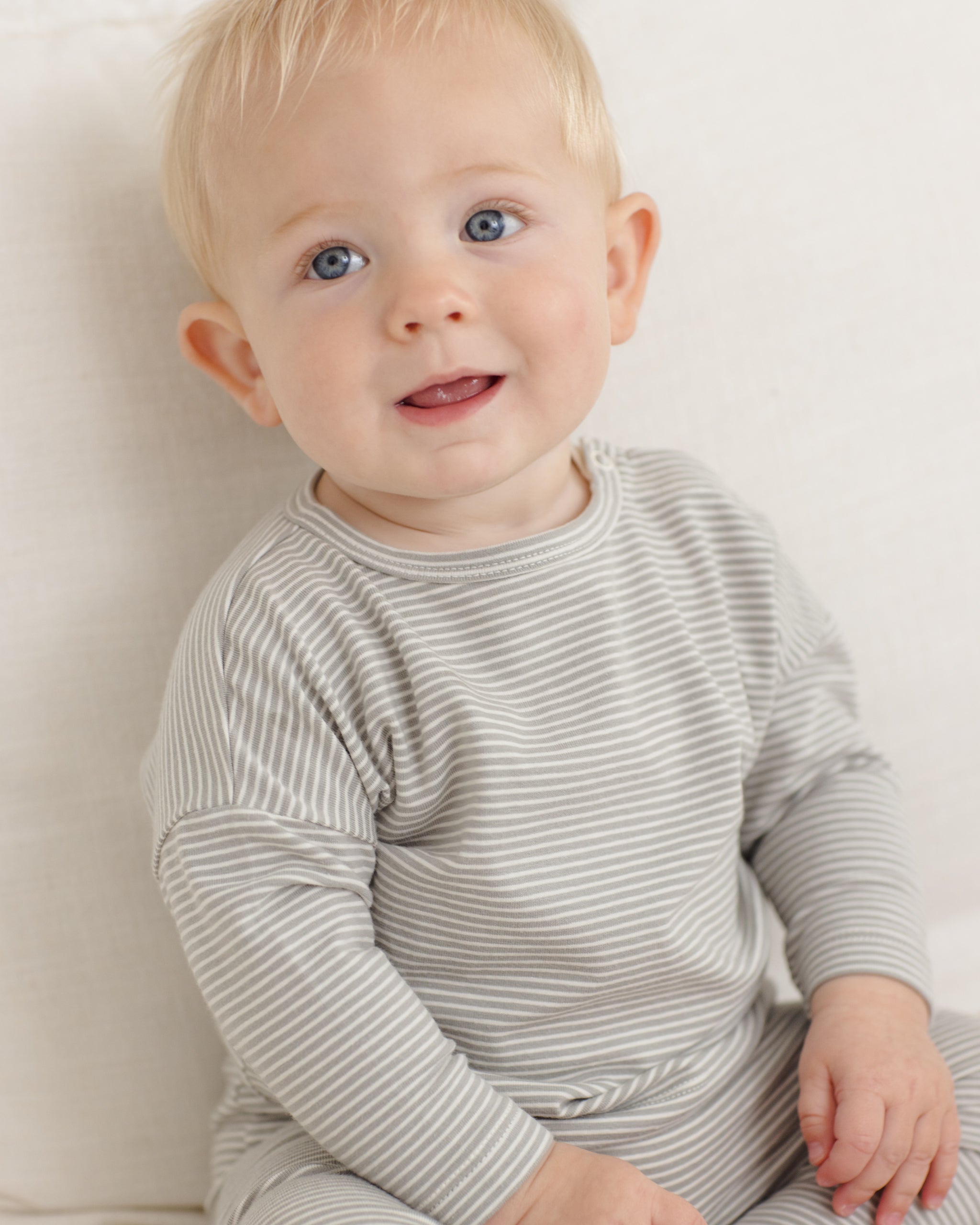 Rylee + Cru ライリーアンドクルー ベビー服 子供服 ドローストリングパンツ　セージマイクロストライプ