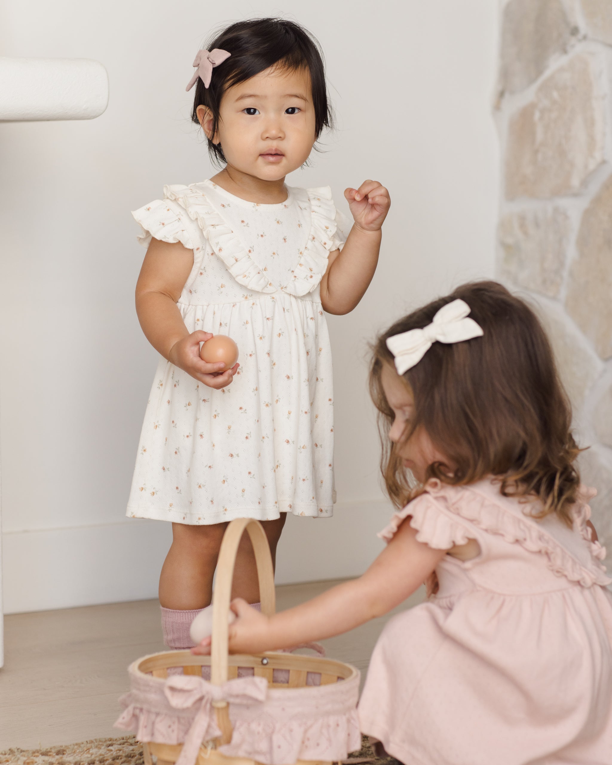 Rylee + Cru ライリーアンドクルー ベビー服 子供服 ボウダブルクリップセット 3コ　ナチュラル、モーブ、セージ