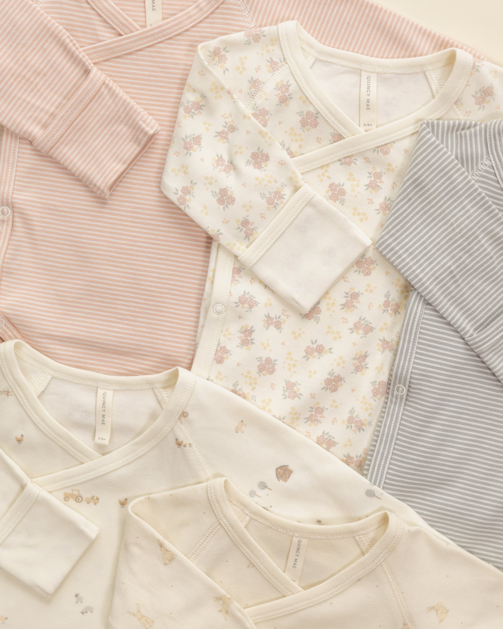 Rylee + Cru ライリーアンドクルー ベビー服 子供服 サイドスナップボディスーツ　メロンマイクロストライプ