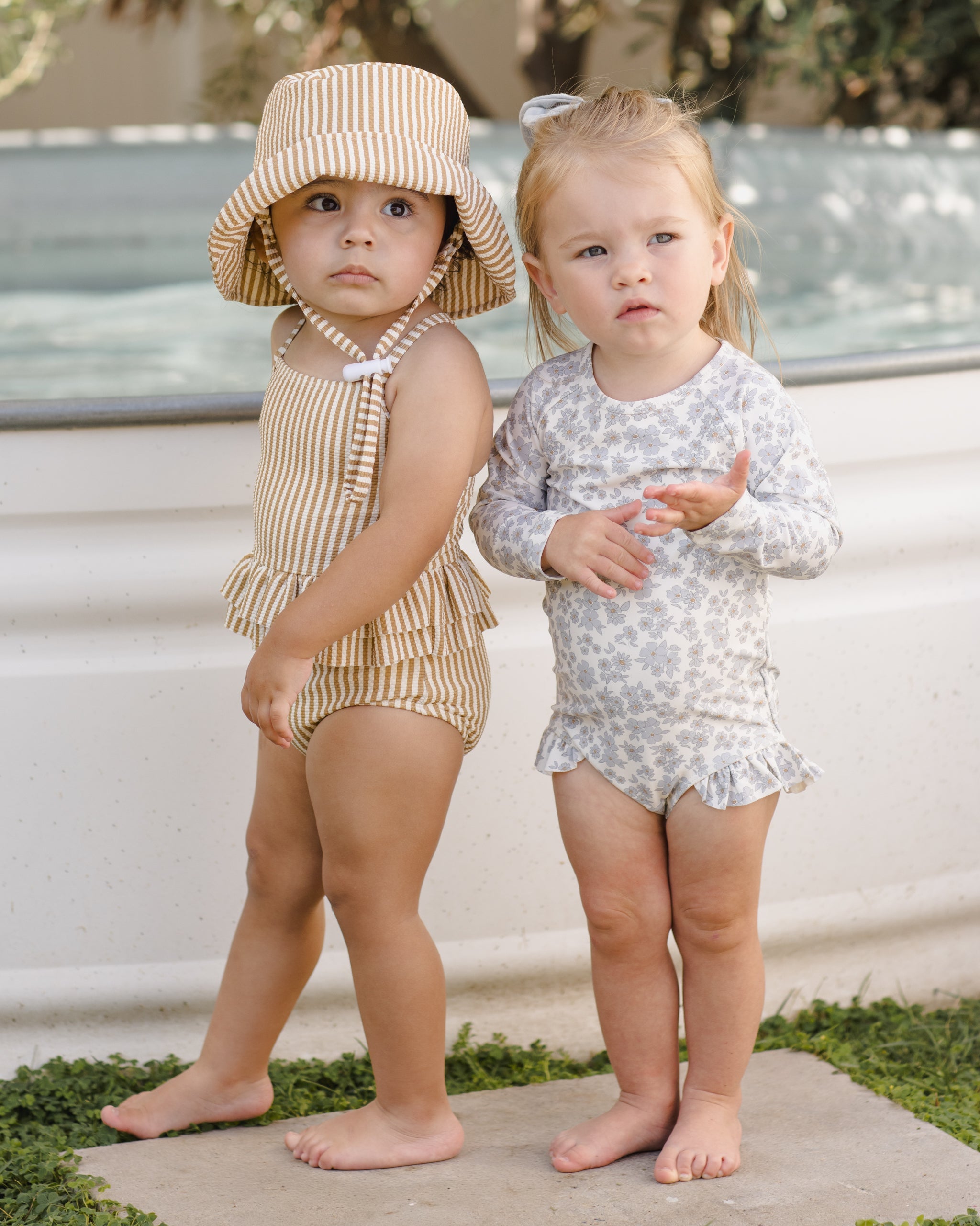 Rylee + Cru ライリーアンドクルー ベビー服 子供服 オリビア ラッシュガード ワンピース　ブルー フローラル