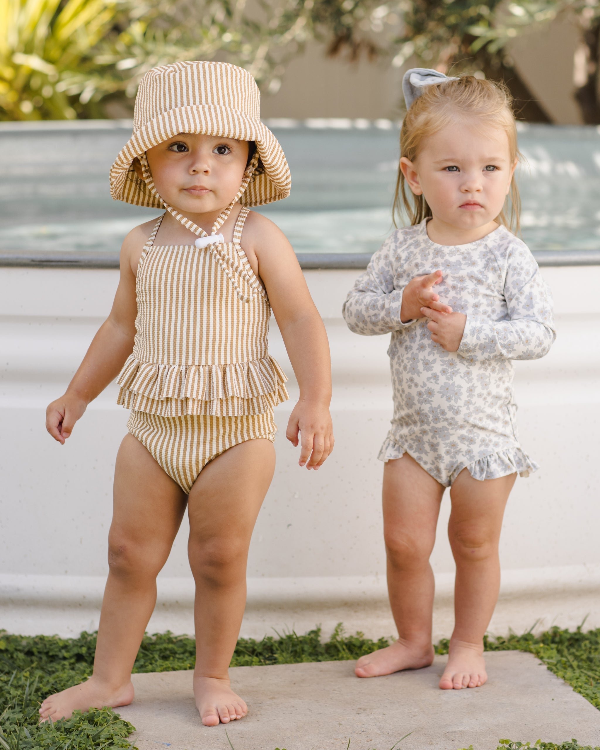 Ruffled One-Piece Swimsuit Honey Stripe Small – Quincy Mae