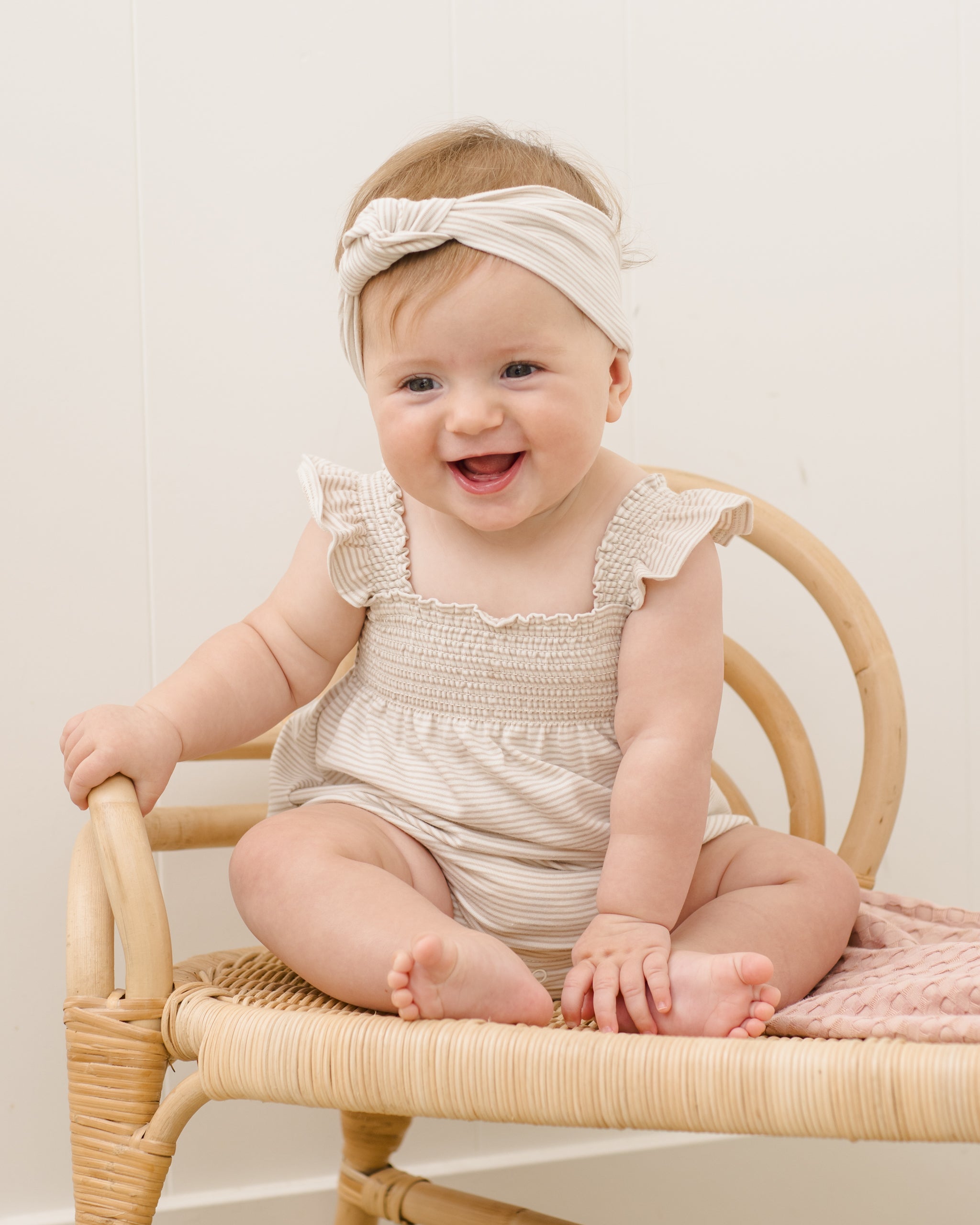Knotted Headband Oat Micro Stripe – Quincy Mae