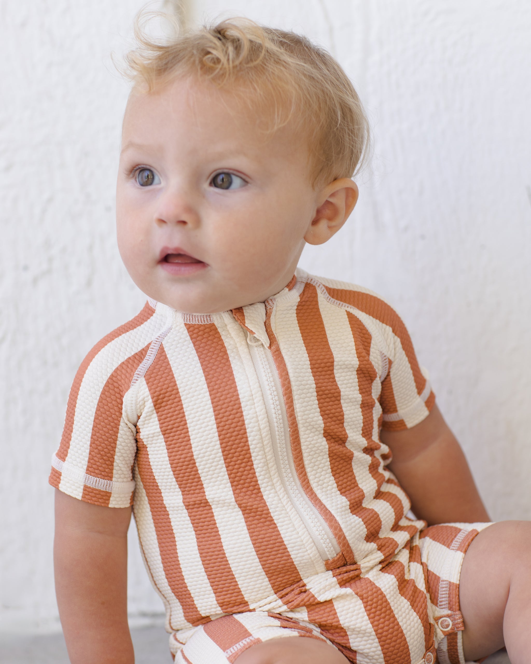 Zip Rashguard One-Piece Retro Poppy Stripe