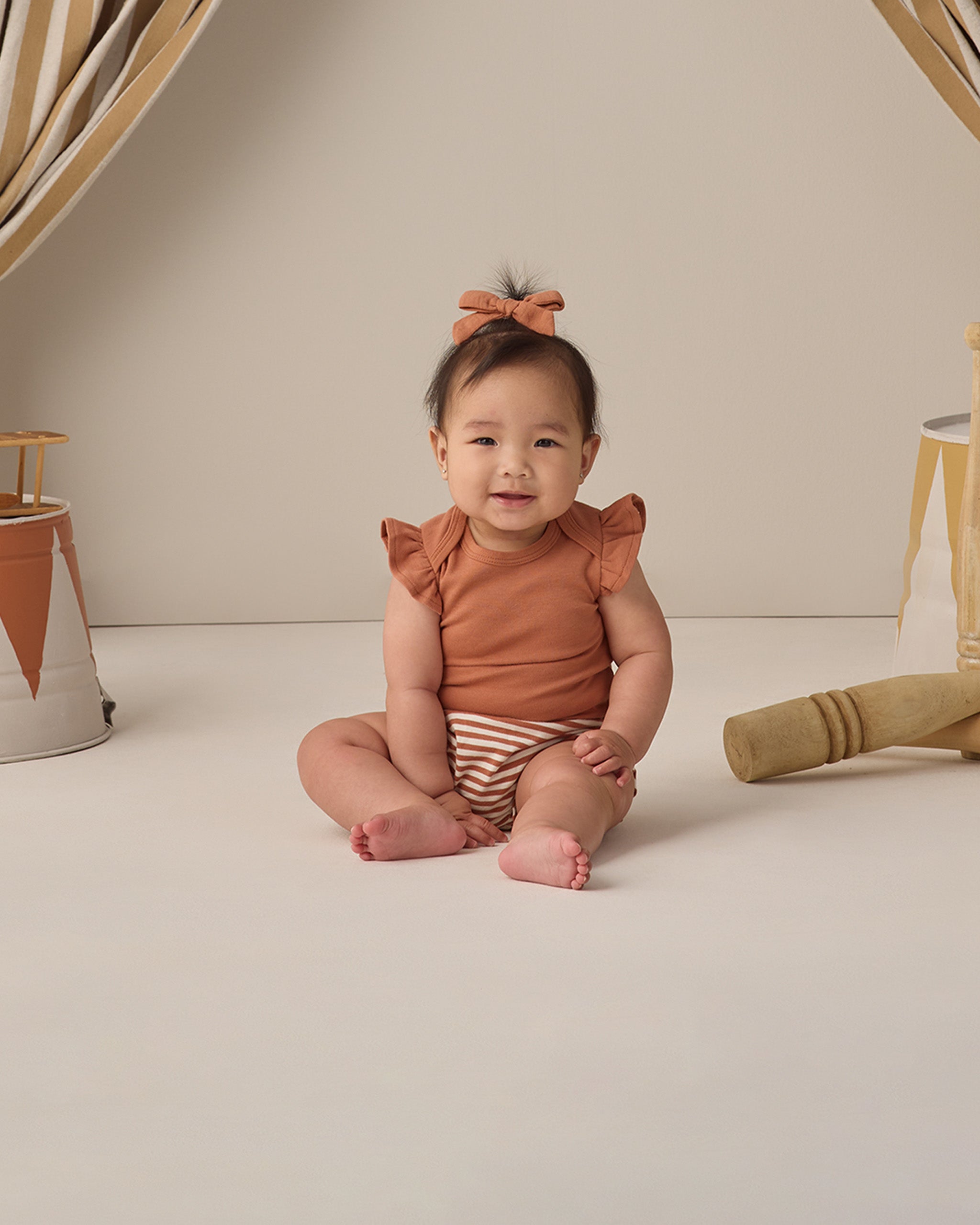 Rylee + Cru ライリーアンドクルー ベビー服 子供服 ギャザードブルマー　ポピーストライプ