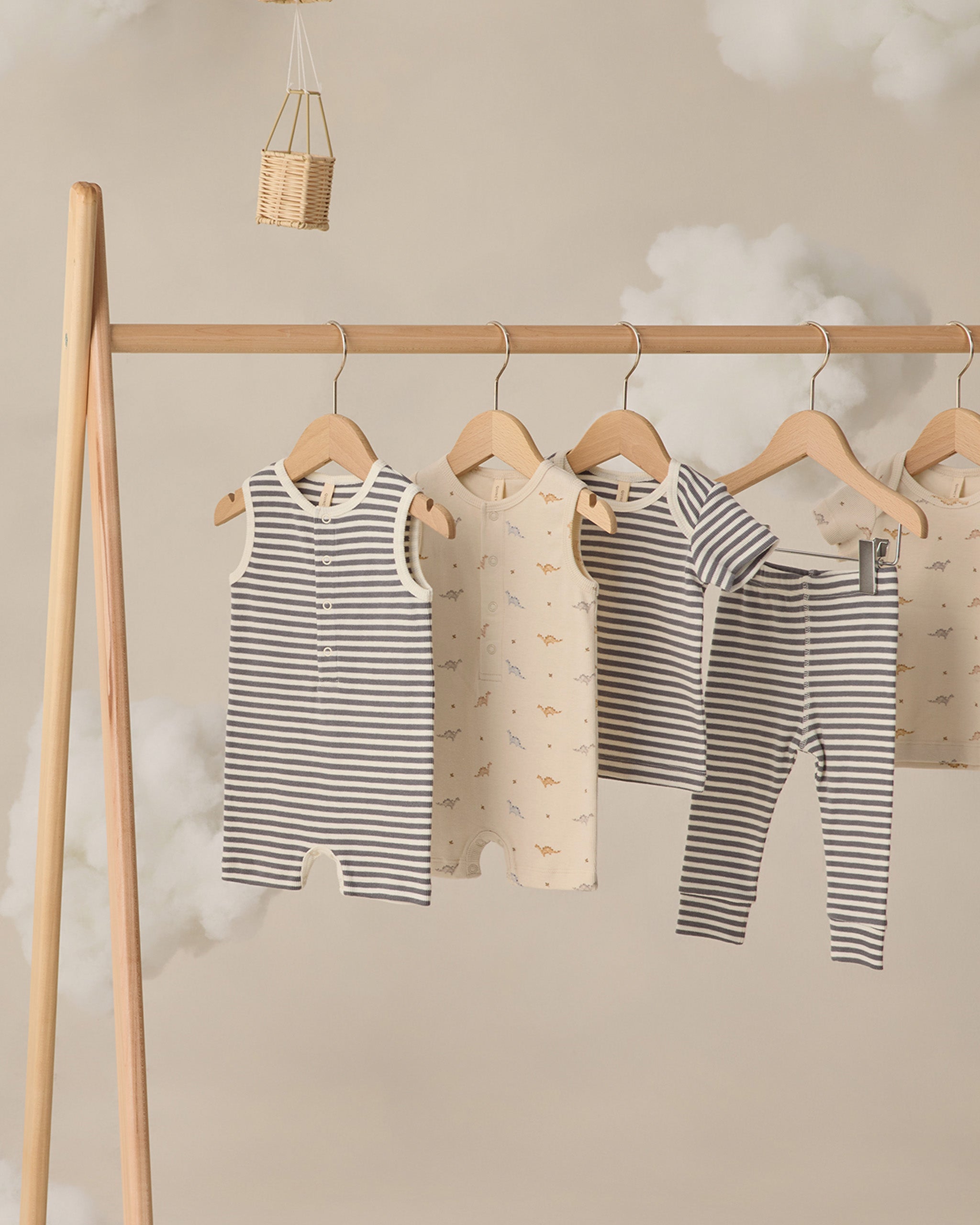 Rylee + Cru ライリーアンドクルー ベビー服 子供服 リブショートスリーブTシャツ + レギンスセット　オーシャンストライプ