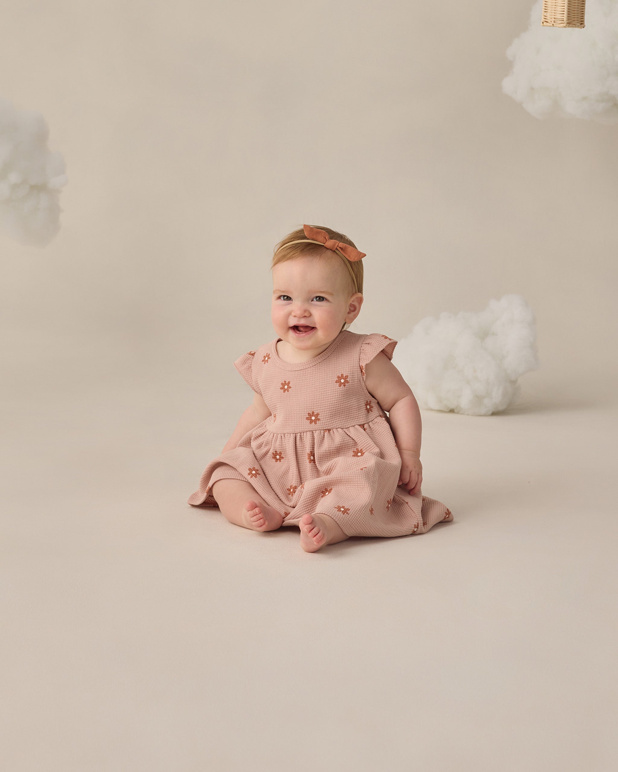 Rylee + Cru ライリーアンドクルー ベビー服 子供服 フラッタースリーブドレス　ピンクデイジー