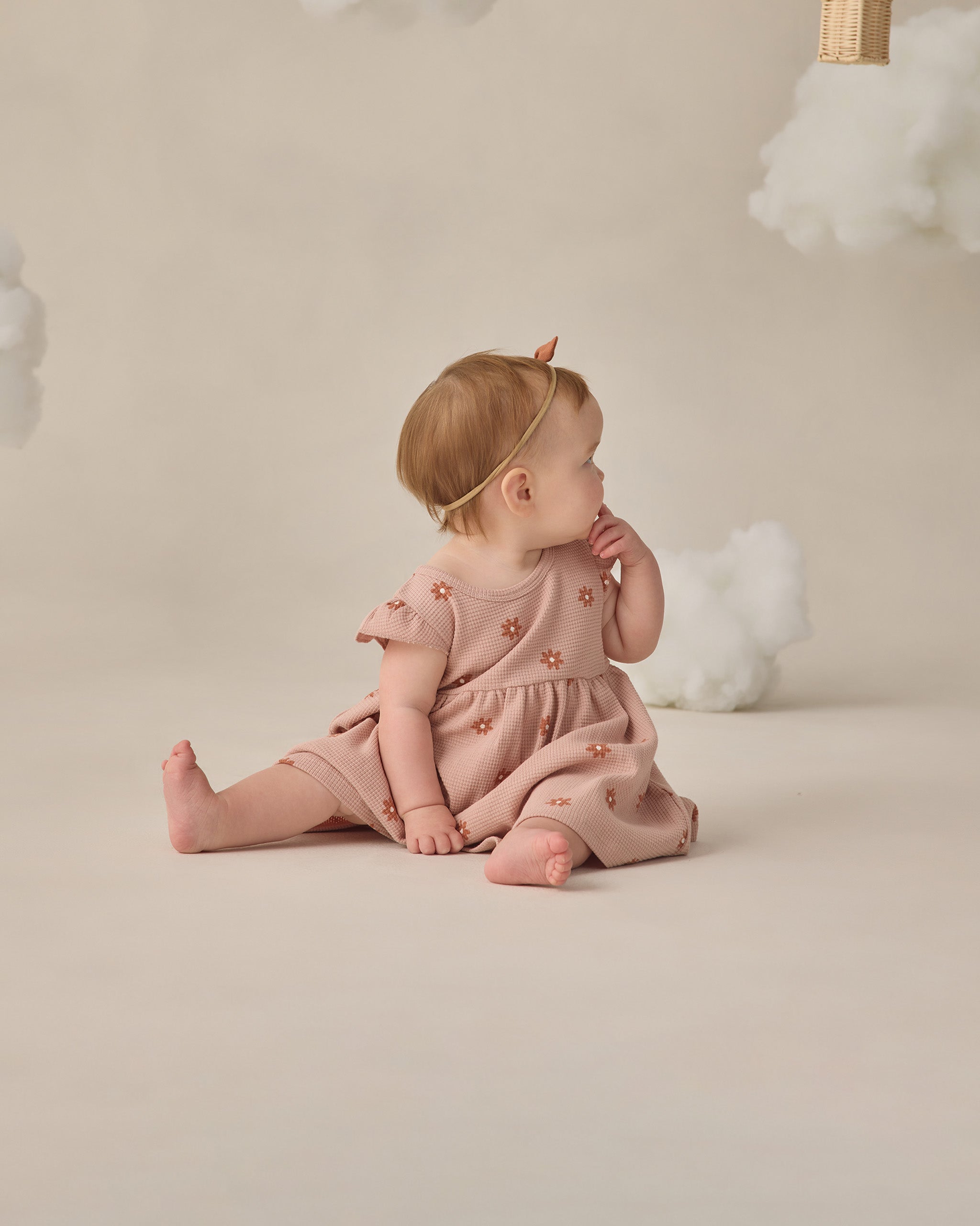 Rylee + Cru ライリーアンドクルー ベビー服 子供服 フラッタースリーブドレス　ピンクデイジー