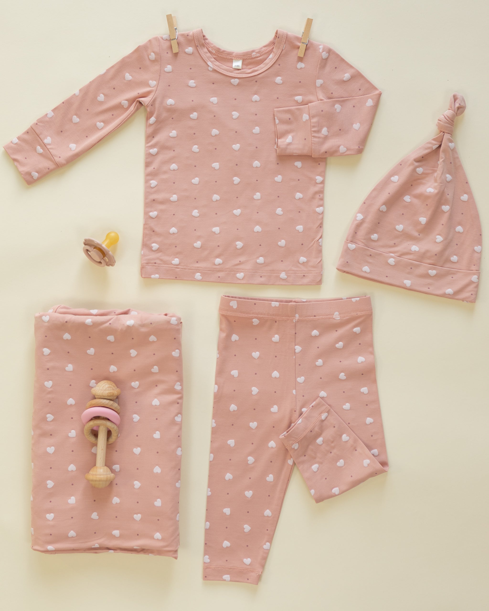Rylee + Cru ライリーアンドクルー ベビー服 子供服　バンブースワドル　ノットハット　ピンクハート