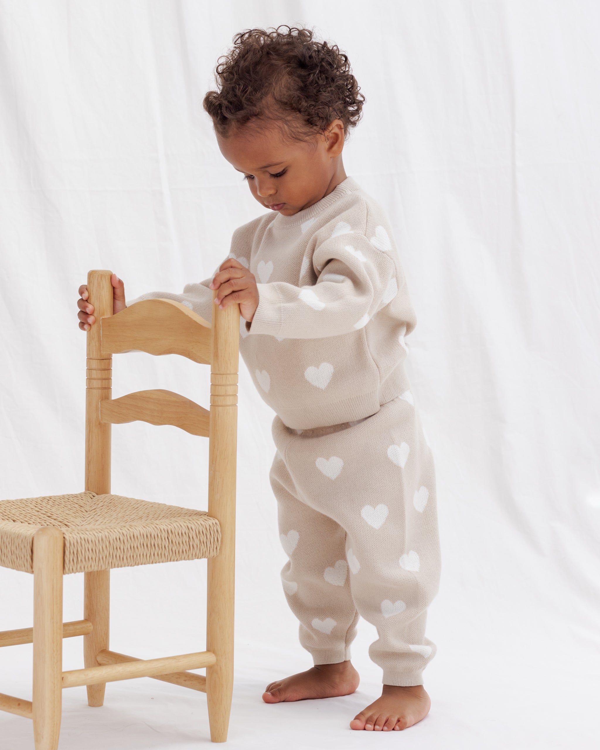 Rylee + Cru ライリーアンドクルー ベビー服 子供服　ハートニットセーター　オートミール