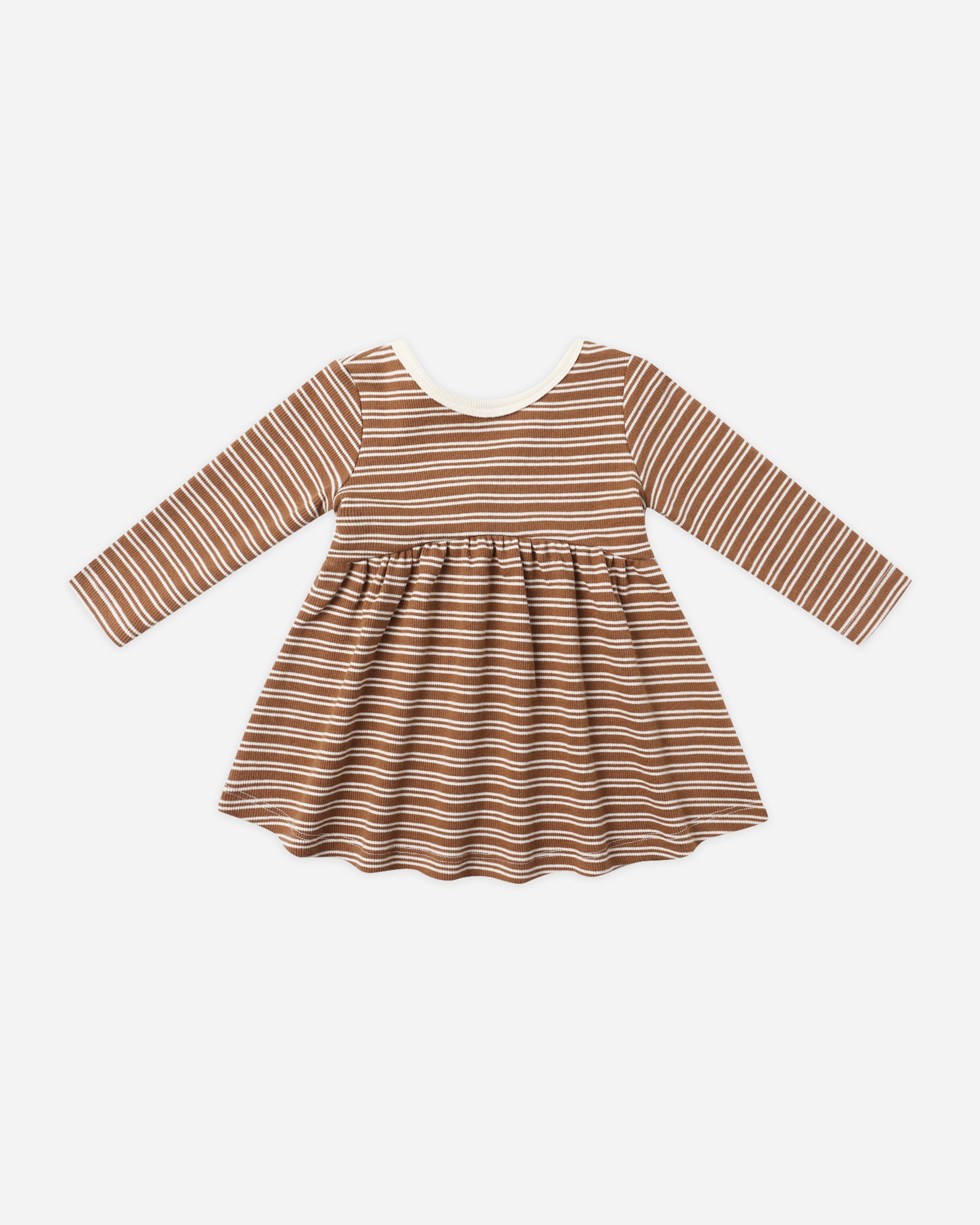 Rylee + Cru ライリーアンドクルー ベビー服 子供服  リブロングスリーブドレス　シダーマイクロストライプ