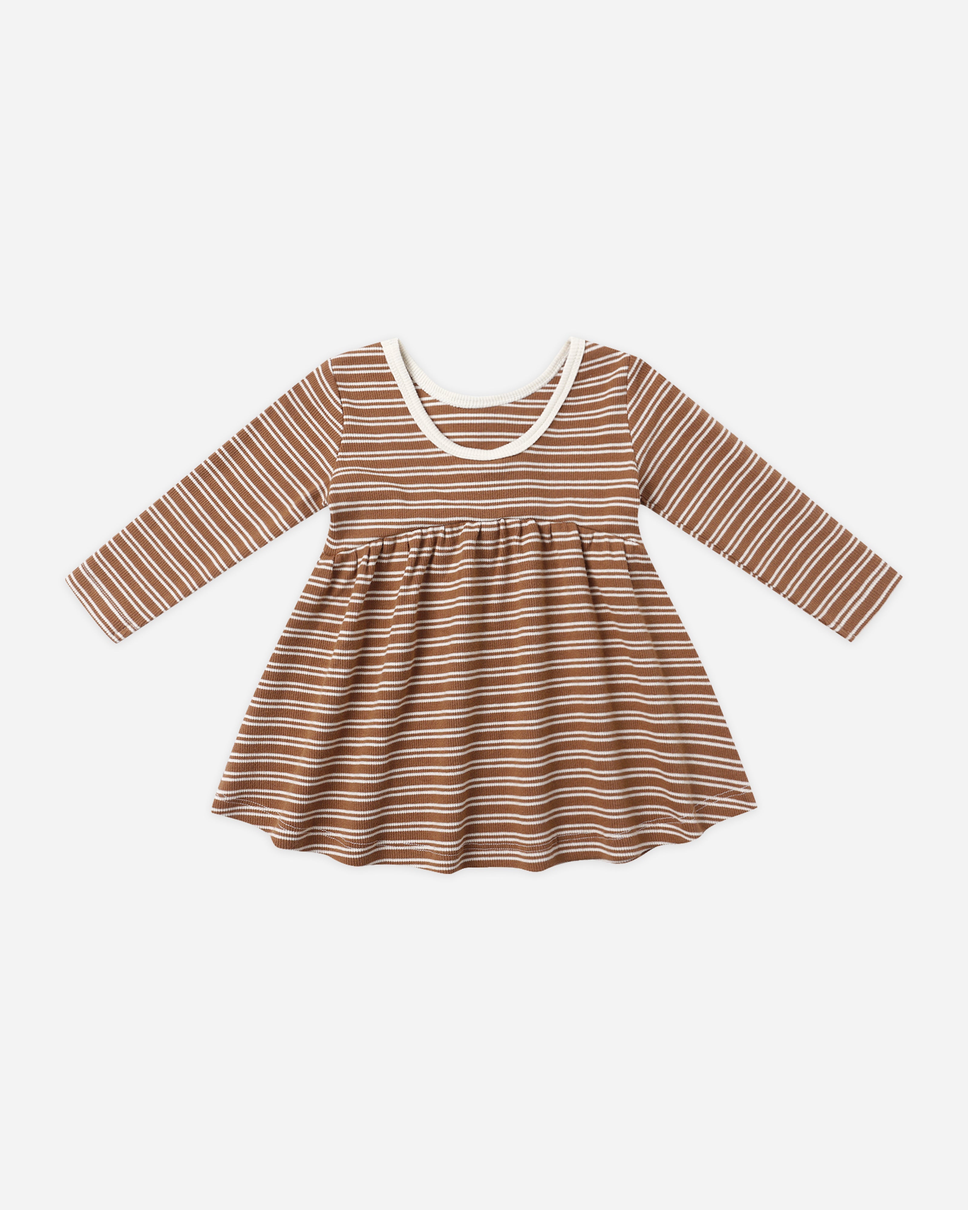 Rylee + Cru ライリーアンドクルー ベビー服 子供服  リブロングスリーブドレス　シダーマイクロストライプ