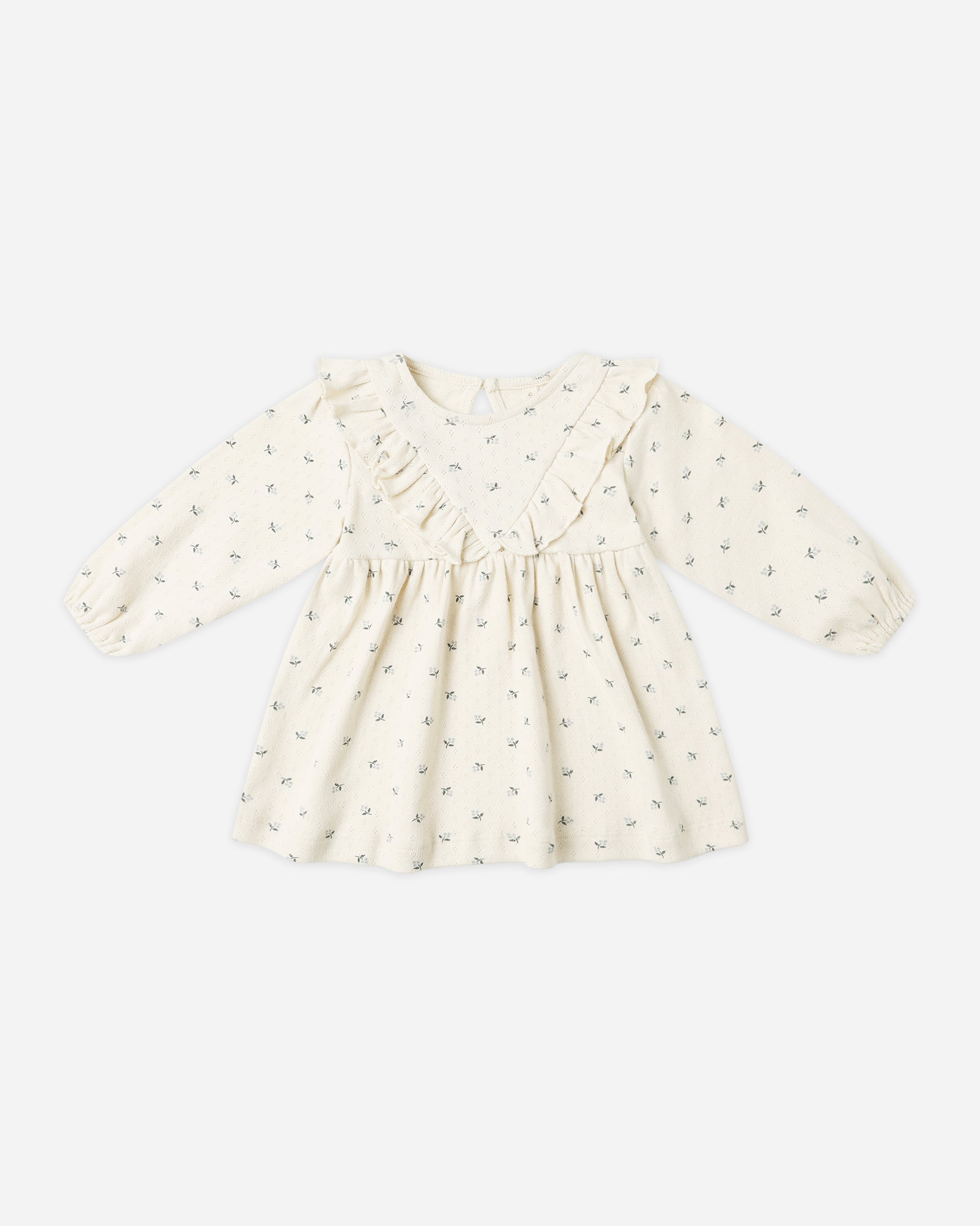 Rylee + Cru ライリーアンドクルー ベビー服 子供服  ロングスリーブ フリル V ドレス　ブルー ディッツィ