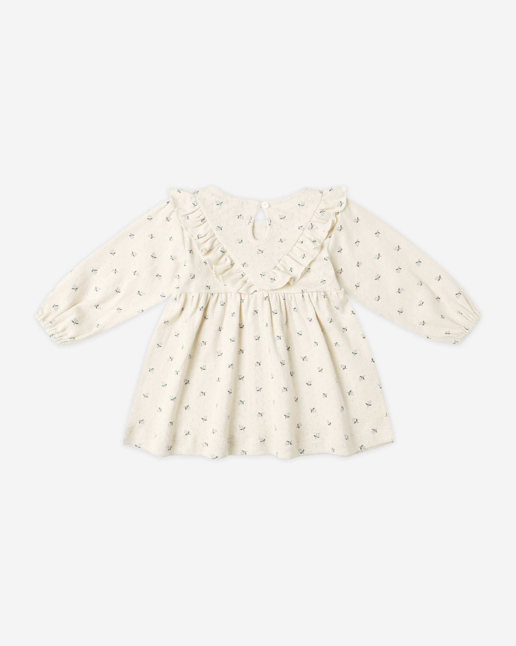 Rylee + Cru ライリーアンドクルー ベビー服 子供服  ロングスリーブ フリル V ドレス　ブルー ディッツィ