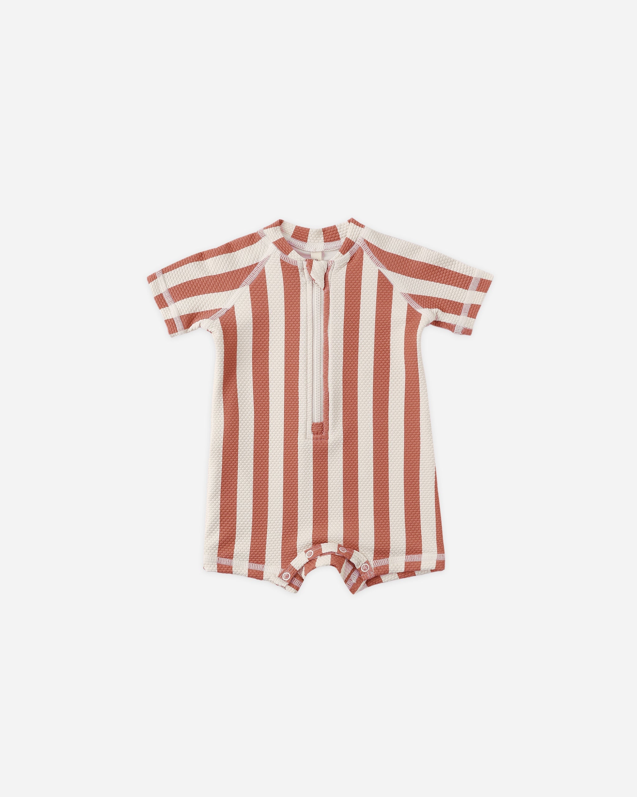 Zip Rashguard One-Piece Retro Poppy Stripe