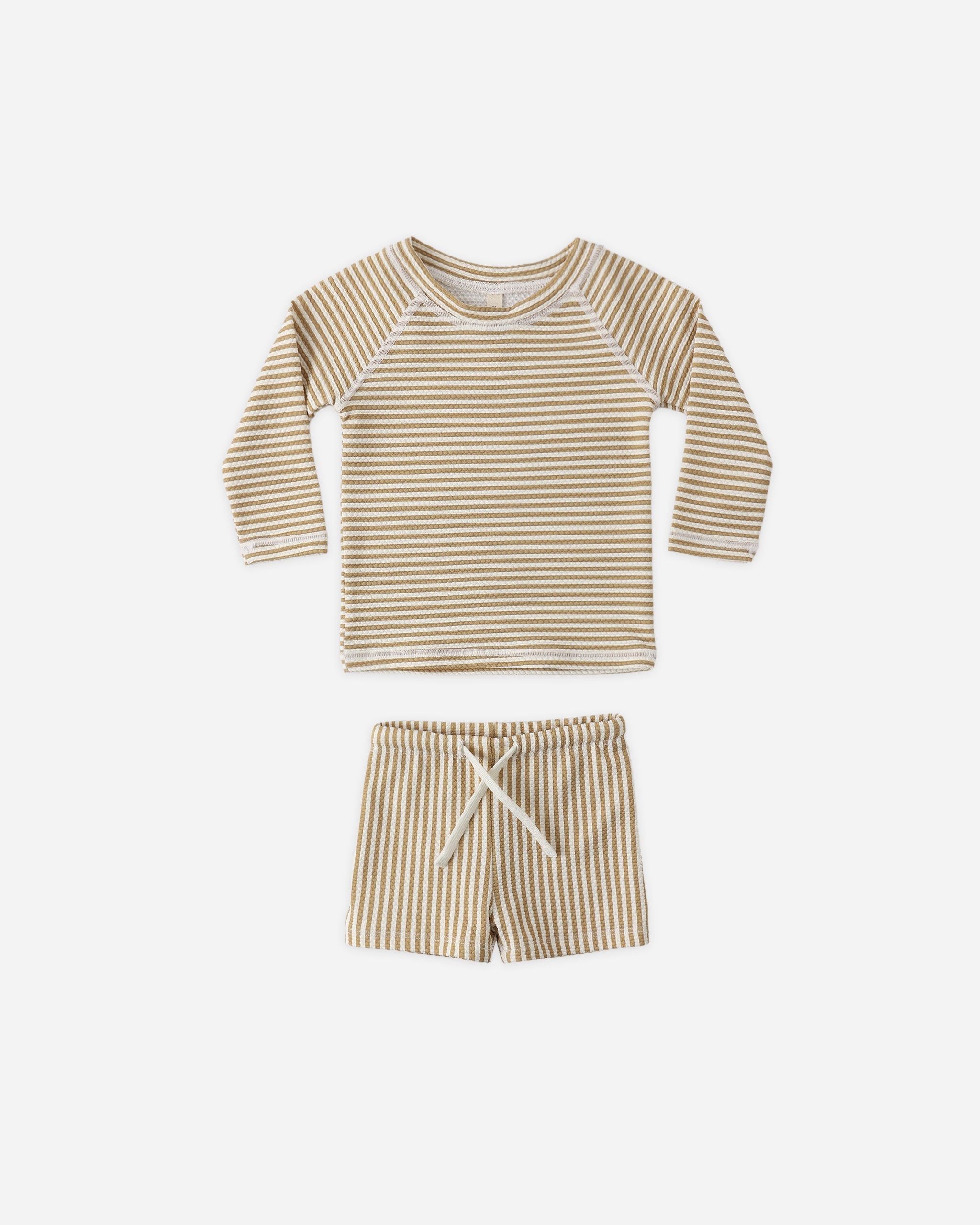 Rylee + Cru ライリーアンドクルー ベビー服 子供服 フィン ラッシュガード + ショートセット　ハニーストライプ スモール