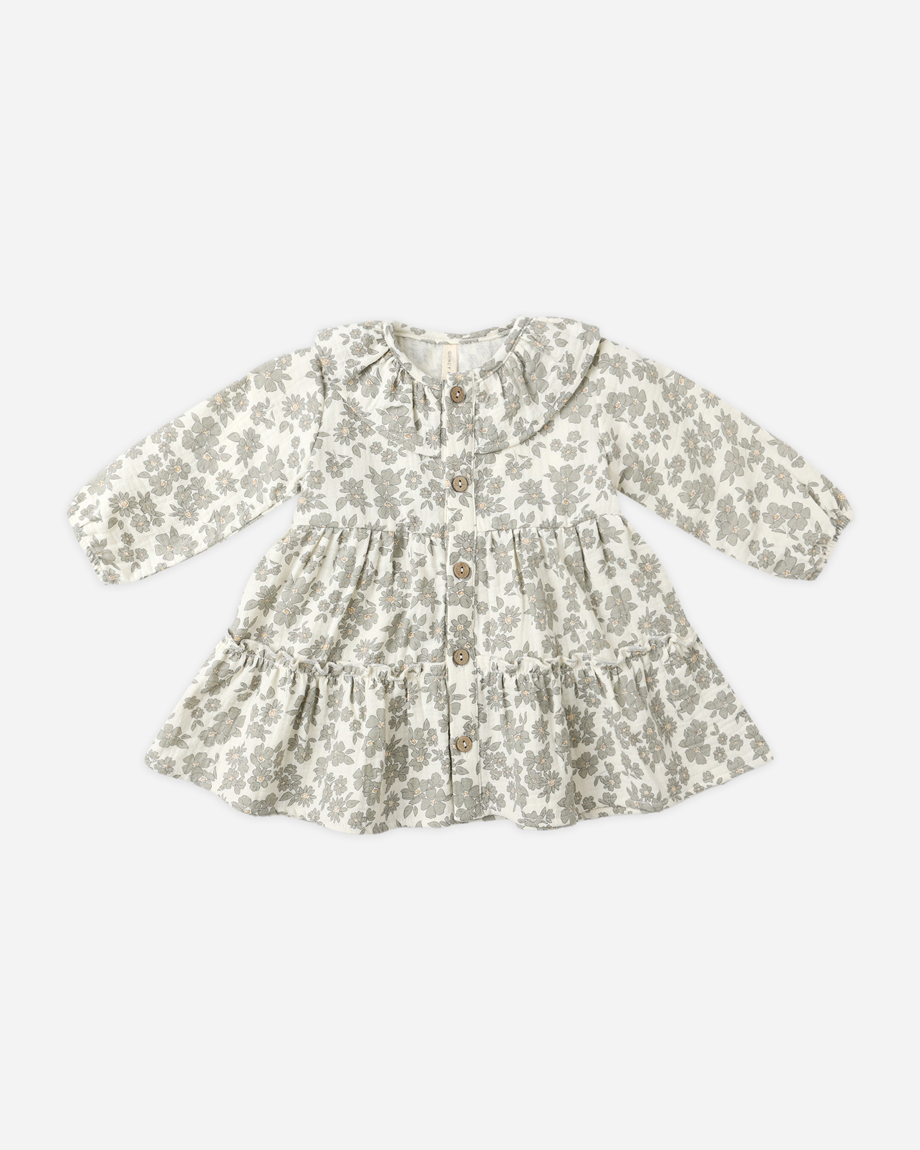 Rylee + Cru ライリーアンドクルー ベビー服 子供服  ラッフルカラーボタンドレス グリーンフローラル