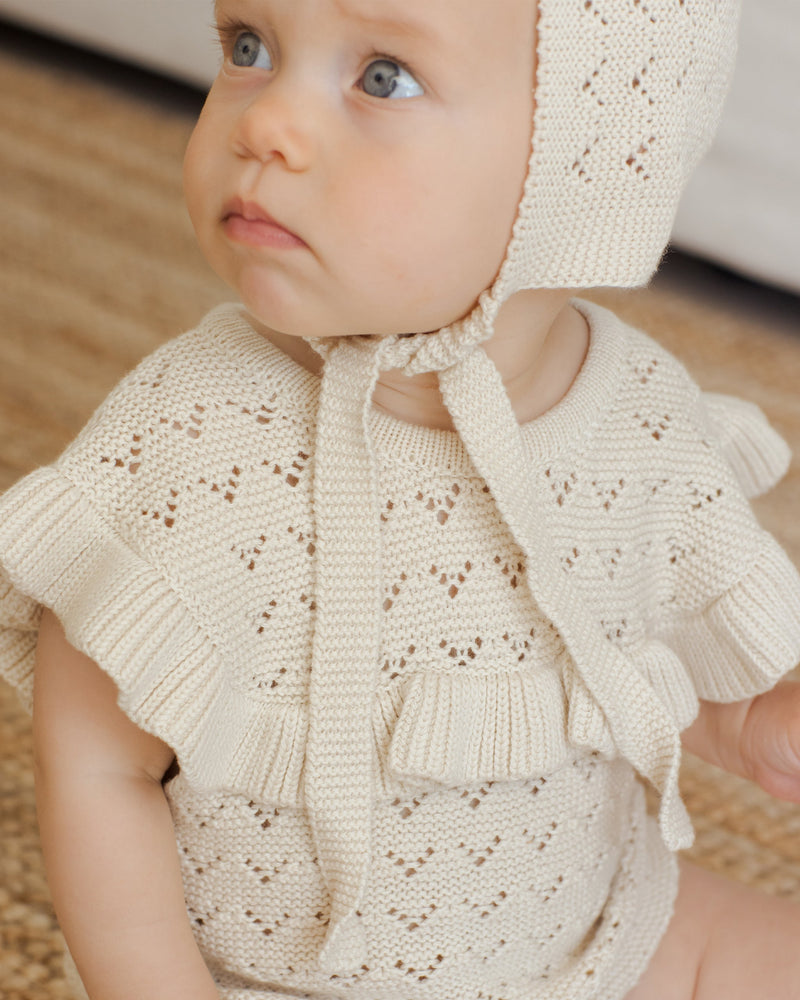 
                  
                    POINTELLE RUFFLE ROMPER || NATURAL
                  
                